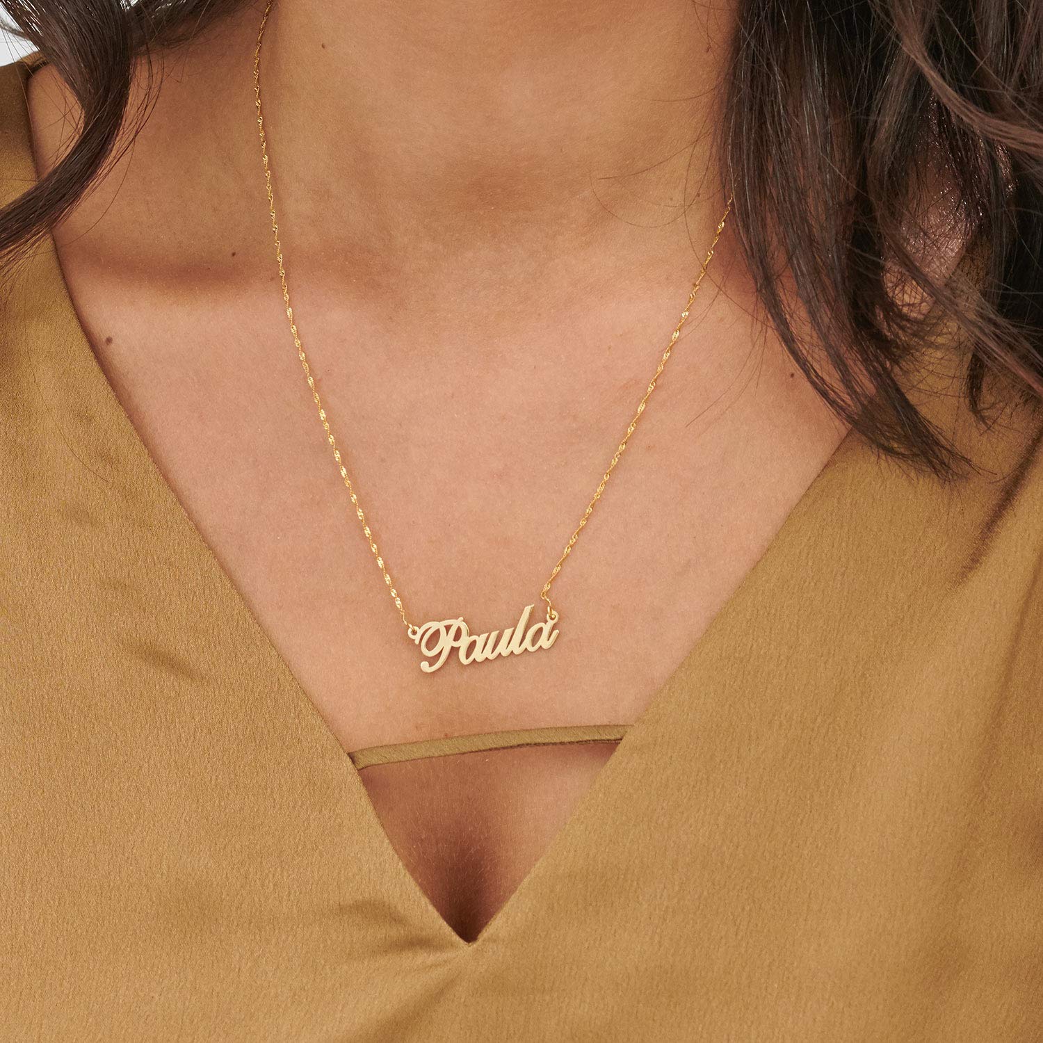 MyNameNecklace Spersonalizowany klasyczny naszyjnik z imieniem - wykonany na zamówienie wisiorek Metale szlachetne i złoto - biżuteria prezent dla kobiet e Srebro, cod. 101-01-055