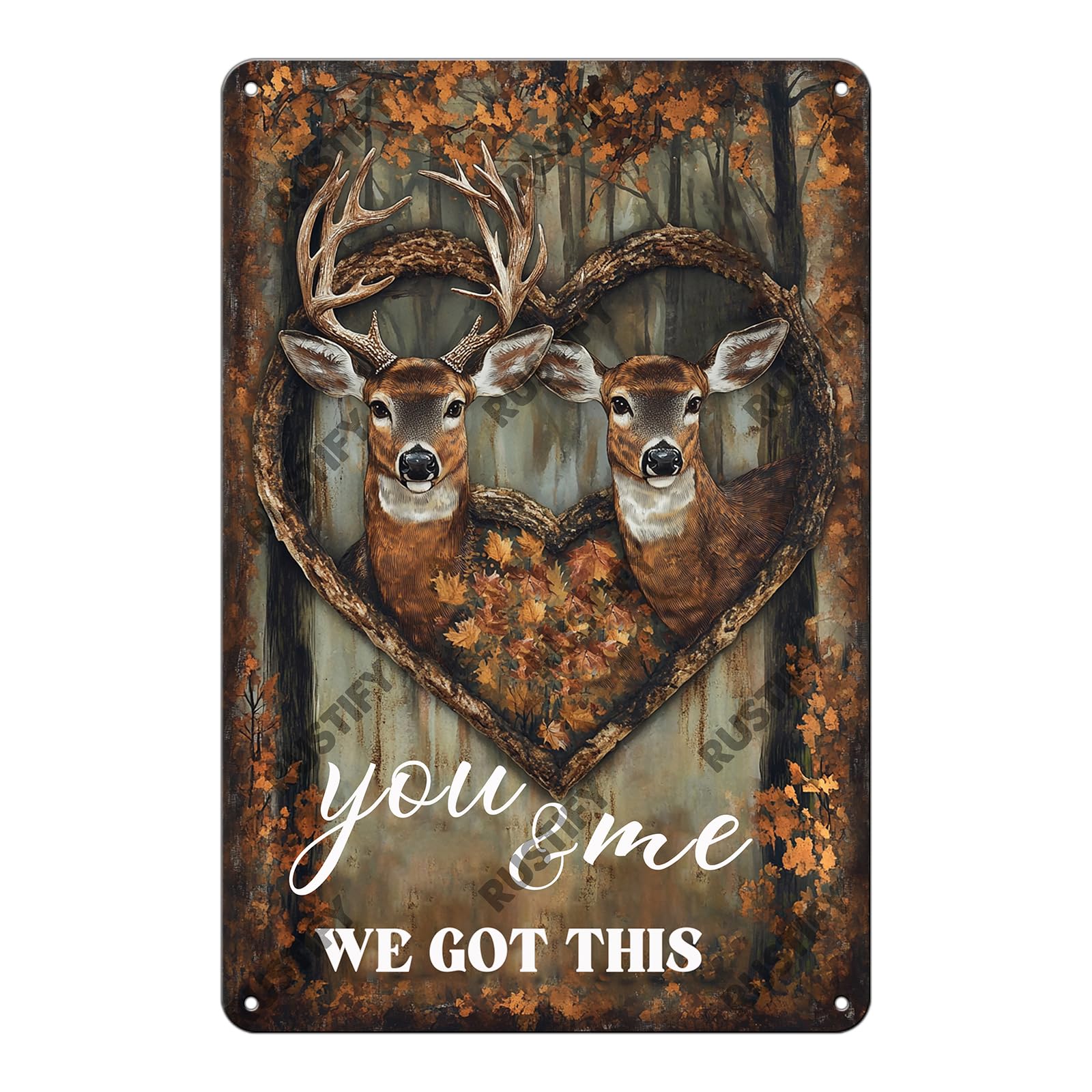 Yepyayqvk Tin Sign 144 You And Me We Got This Deer Vintage Kitchen Home Window Living Room 6X8 Inch