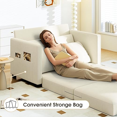 Miniatura 8 de Sofá cama convertible de 51 pulgadas, sofá cama plegable 2 en 1, sofá biplaza para espacios pequeños, con 2 cojines, para apartamento, sala de estar