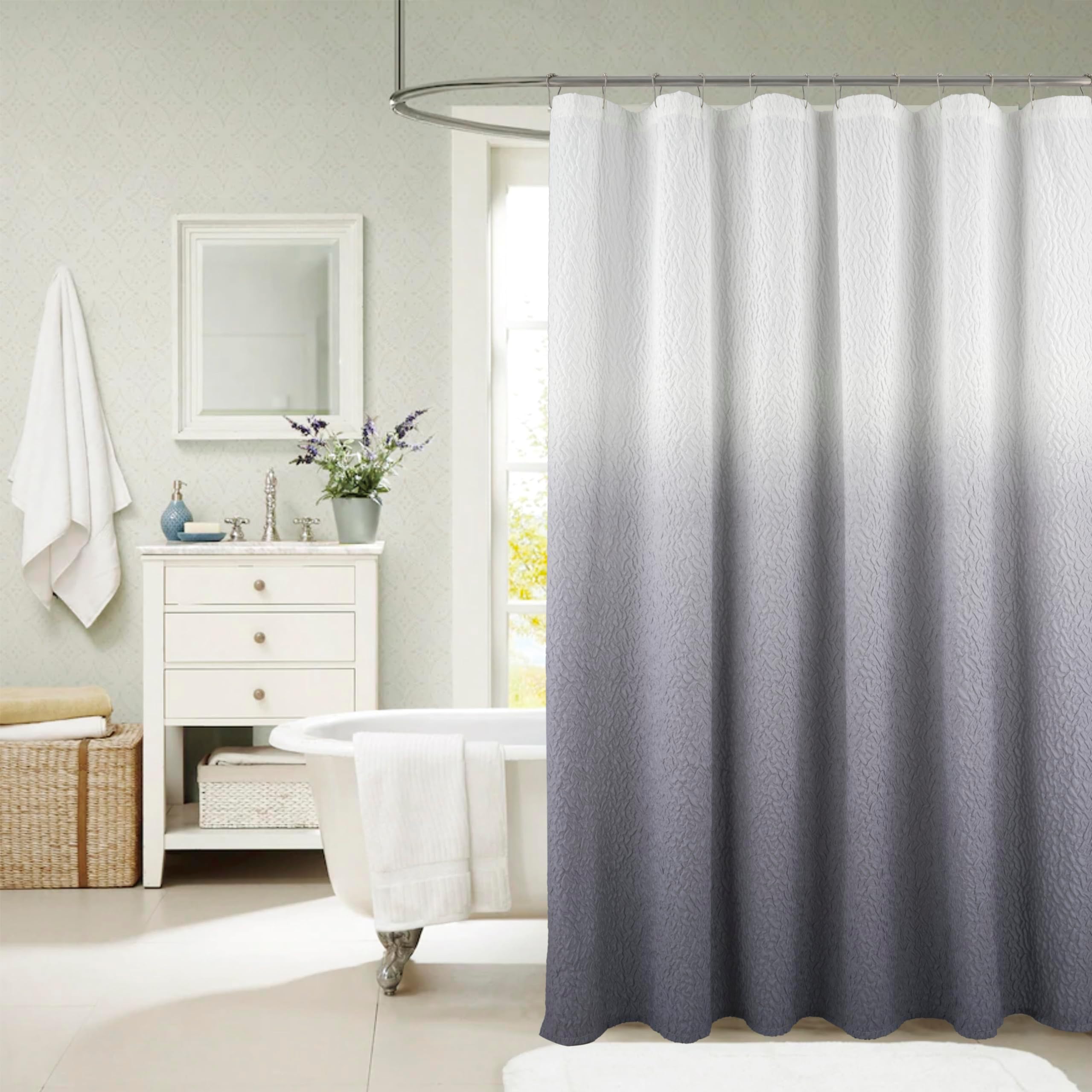RT Designers CollectionClaire 3D Embossed Printed Shower Curtain Silver