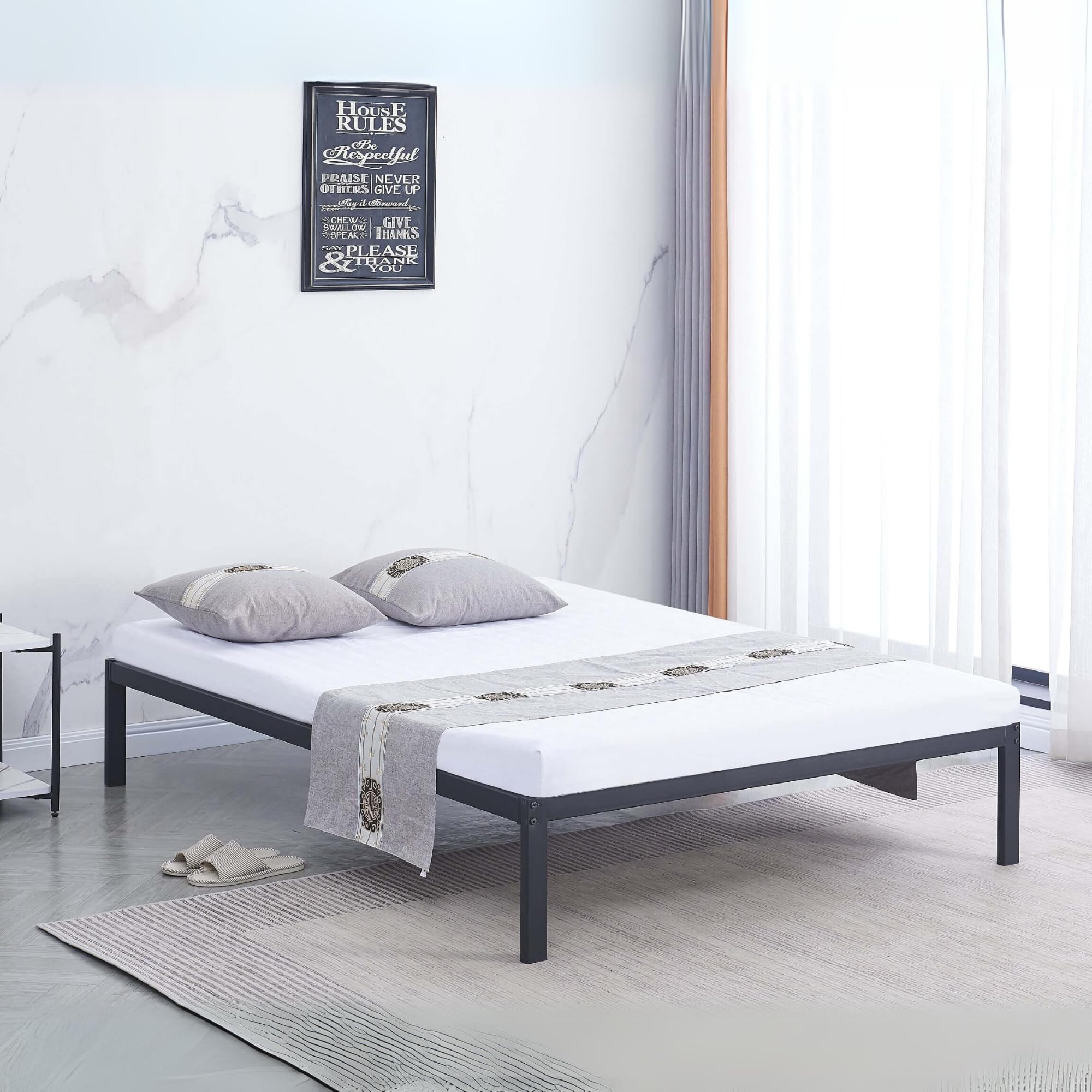 Reinforced Beds, THORNHAM PLATFORM BED, Black, Strong Metal Bed, Mesh Base, Low Profile Design, 29cm From Floor to Top, Exclusive Product (Double)