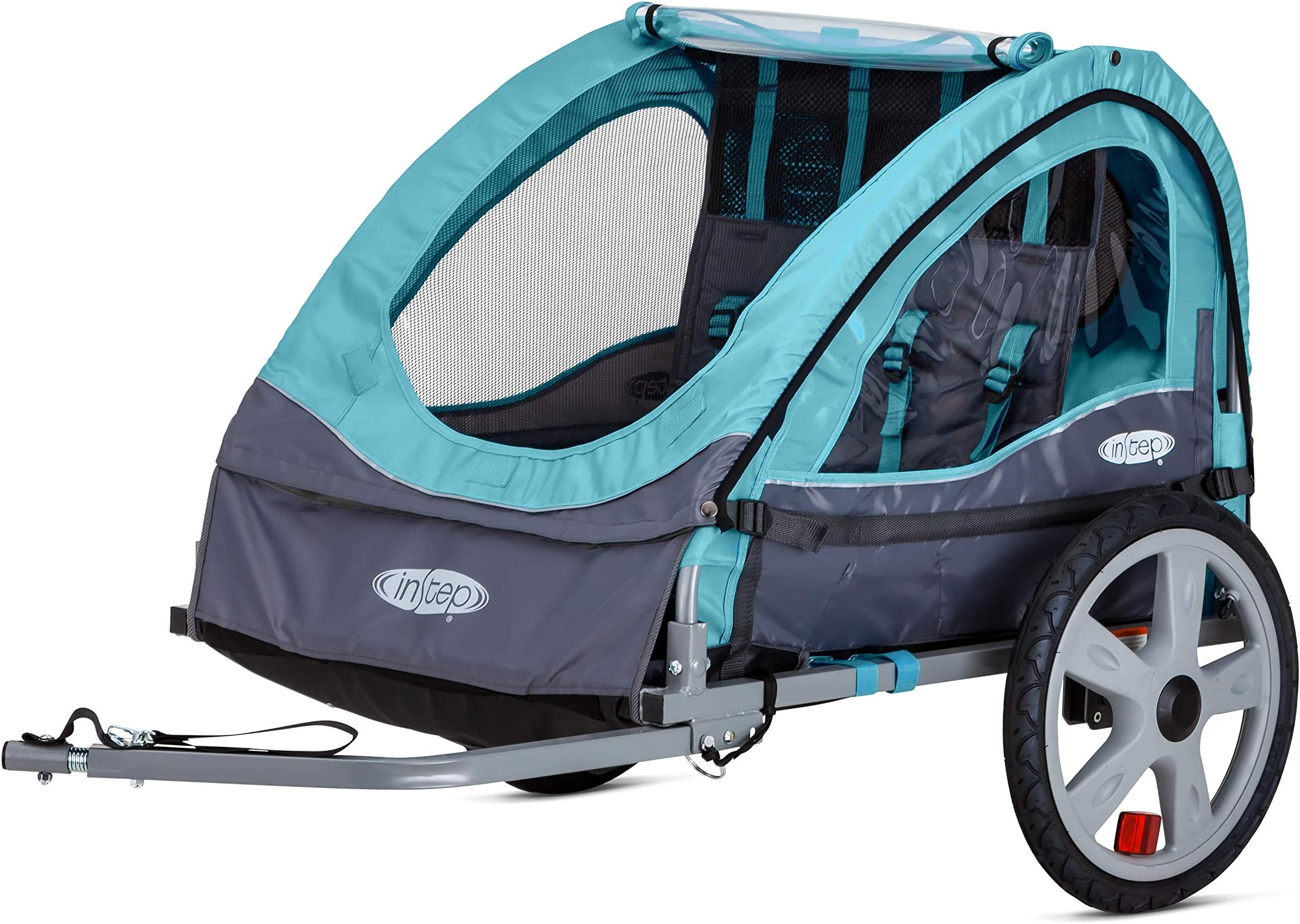 Take 2 Kids Bike Trailer, Double Seat, Universal Coupler, Folding Frame, Quick-Release Wheels, Canopy with Bug Screen and Weather Shield, Bike Trailer for Kids