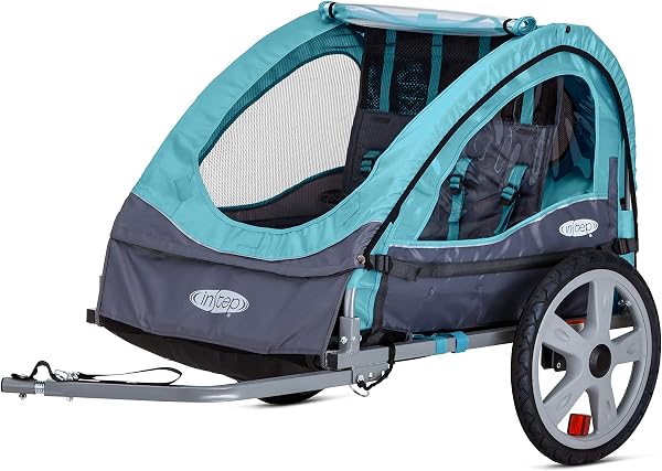 InStep Take 2 Kids Bike Trailer, Double Seat, Universal Coupler, Folding Frame, Quick-Release Wheels, Canopy with Bug Sc