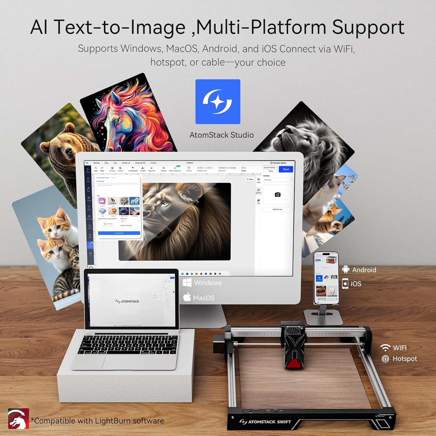ATOMSTACK Swift 7W Laser Engraver Software Interface and Connectivity