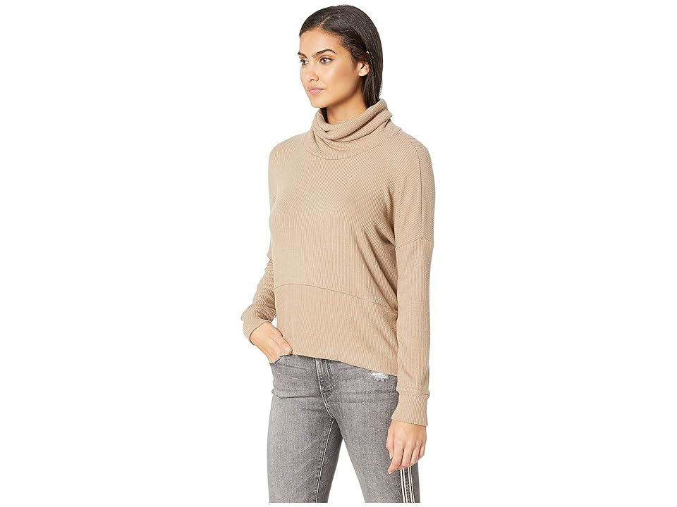 

LNA Boxy Slub Sweater Turtleneck (Heather Taupe) Women's Sweater