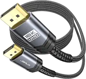 JSAUX Cabo Displayport 2.1 0.9 m, DP 2.1 suporte 16K@60Hz, 8K@120Hz, 4K@240Hz 80Gbps, retrocompatível com DP1.4/DP1.2, cabo de porta de exibição 2.1 compatível com monitor, laptop, gráficos