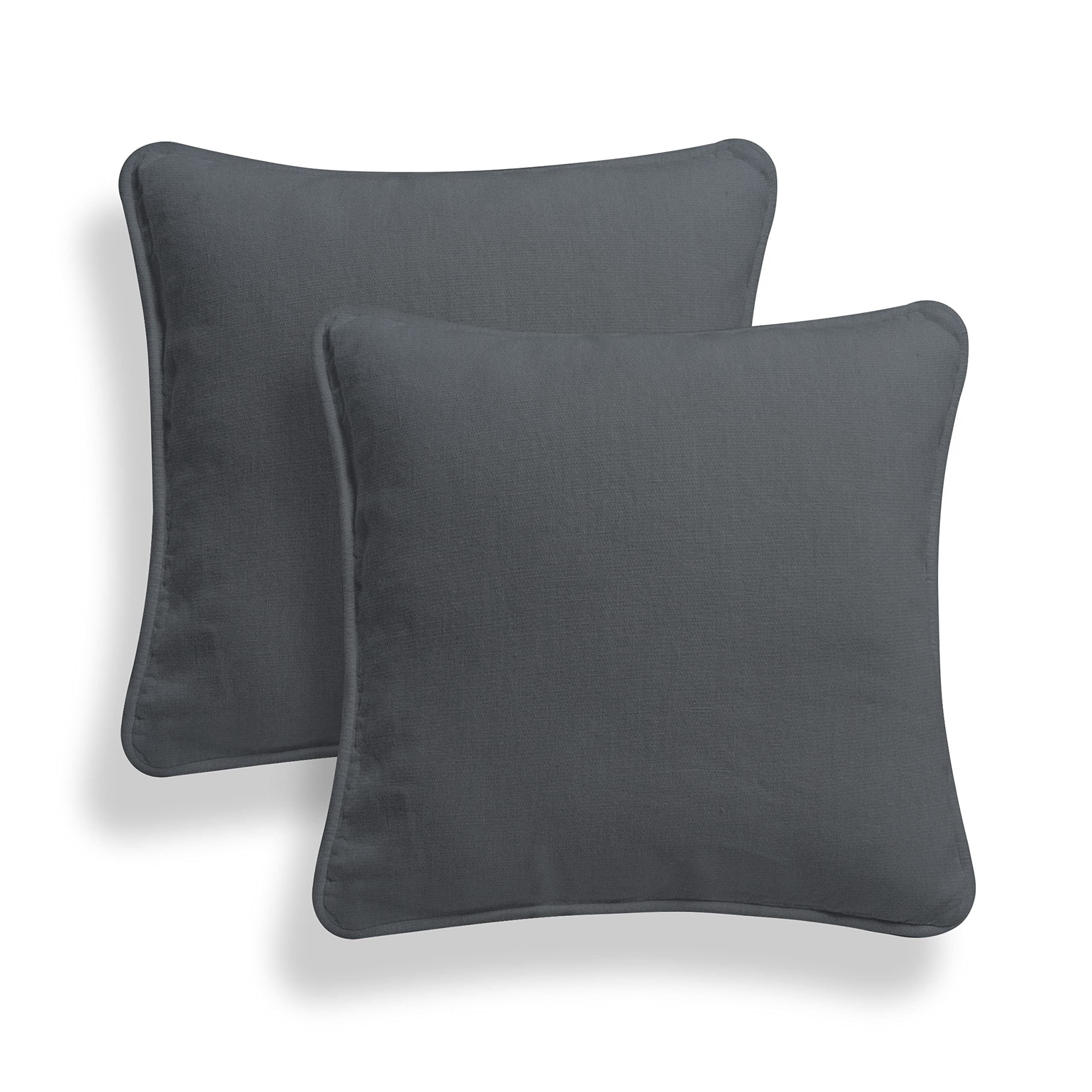 ARLINENS Set of 2 Plain Cotton Cushion Cover Soft Decorative Square Cushion Covers throw Pillow cases, Home Decor Decoration For Sofa couch Bed & Chair with Invisible Zipper in (16x16, Grey)