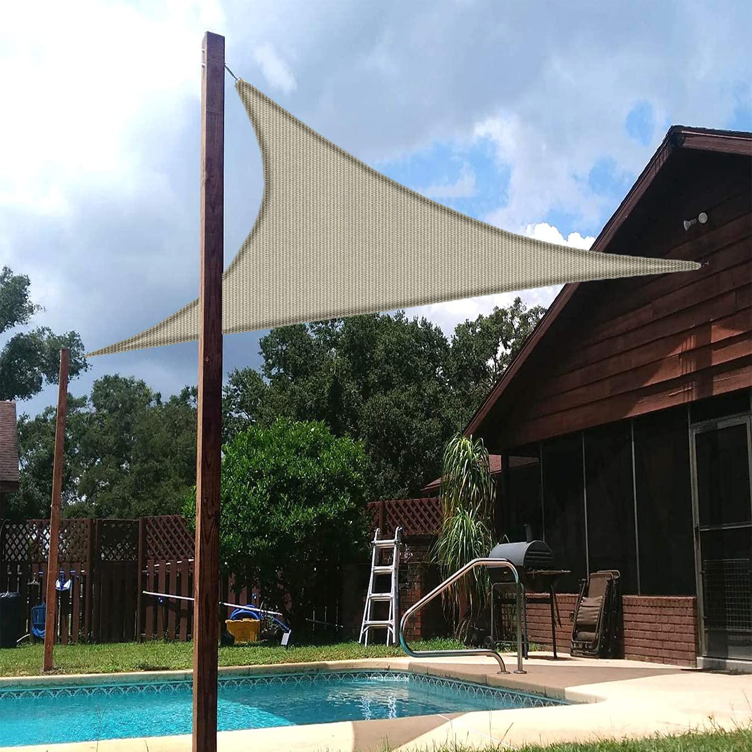HIPPO Triangle Shade Sail Affordable & Premium 230 GSM Sun Shade UV Block for Outdoor Car Parking Garden (Sahara-Sand, 12FTX12FTX12FT)