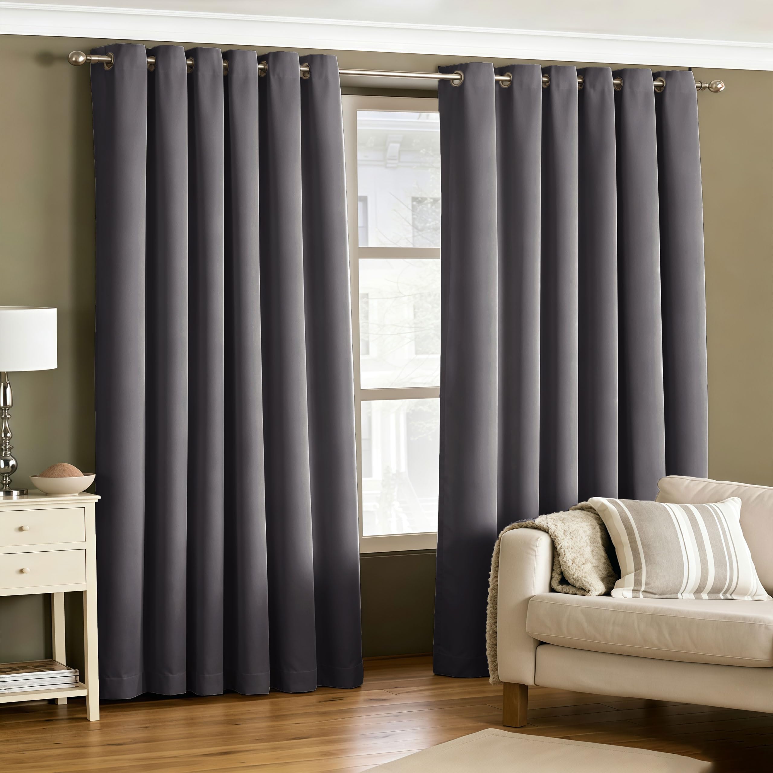 LIUJYUAN Blackout Curtains 105 x 285 cm Room Darkening, Privacy Protection Thermal Curtains, Neutral Drapes Insulated Soundproof for Bedroom, Living Room, Door, Dark Grey