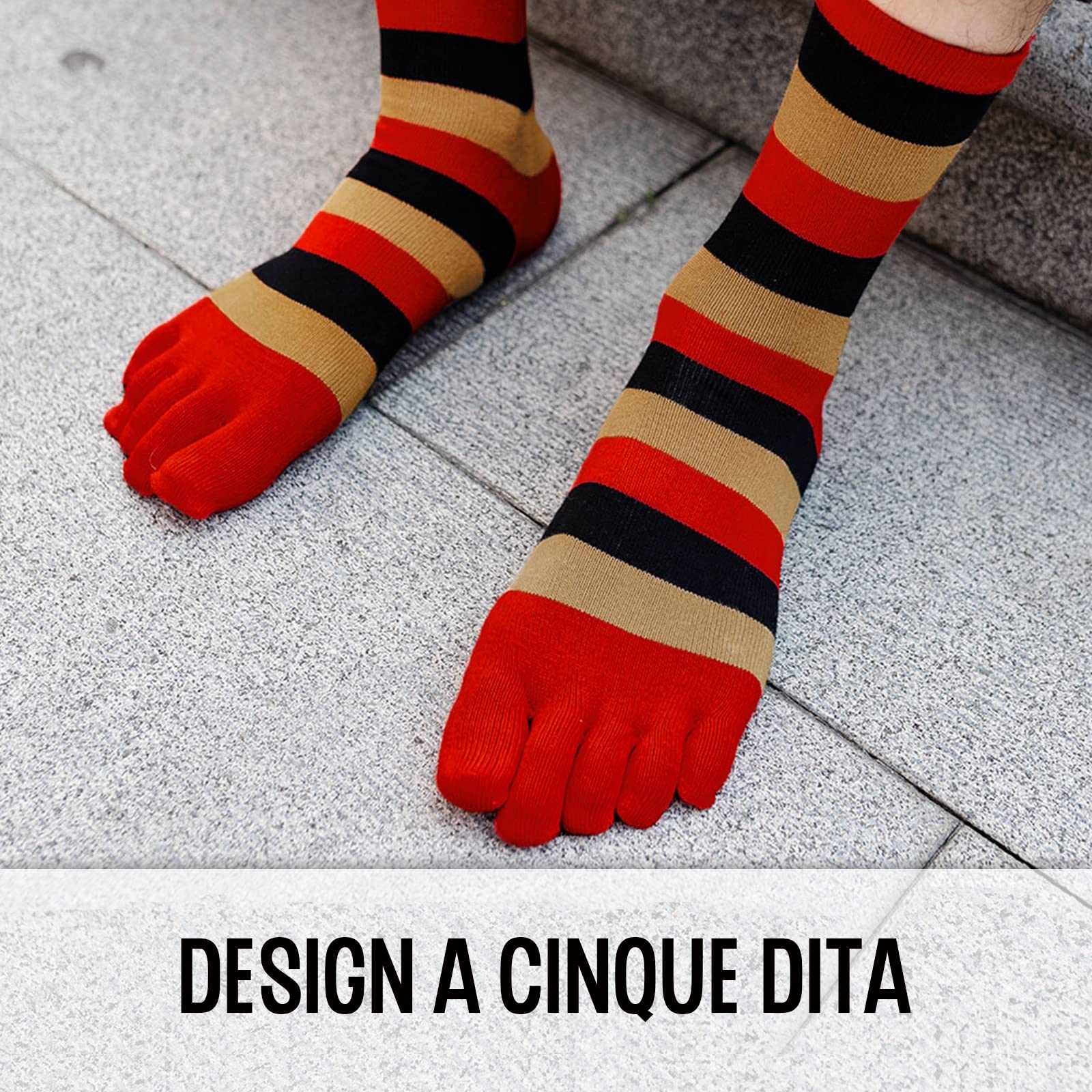 PUTUO Calze con Dita Uomo Calzini con 5 Dita Separate in Cotone, Calze 5 Dita Uomo Calzini Sportivi, Uomo Calzino infradito a 5 dita, 39-47, 5 paia