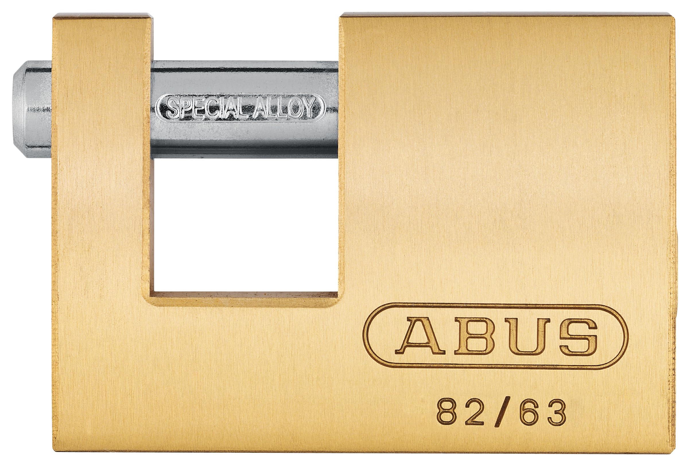 ABUS Cadenas 82/63 en laiton - Cadenas monobloc pour grilles à enroulement, distributeurs automatiques, conteneurs, etc. - Goupille de verrouillage en acier trempé - Niveau de sécurité 6