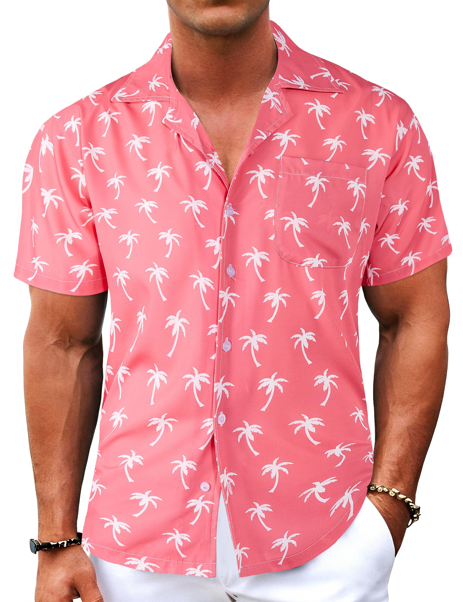 Men's Hawaiian Shirts Short Sleeve Button Down Casual Shirts Summer Printed Tropical Floral Aloha Beach Shirts