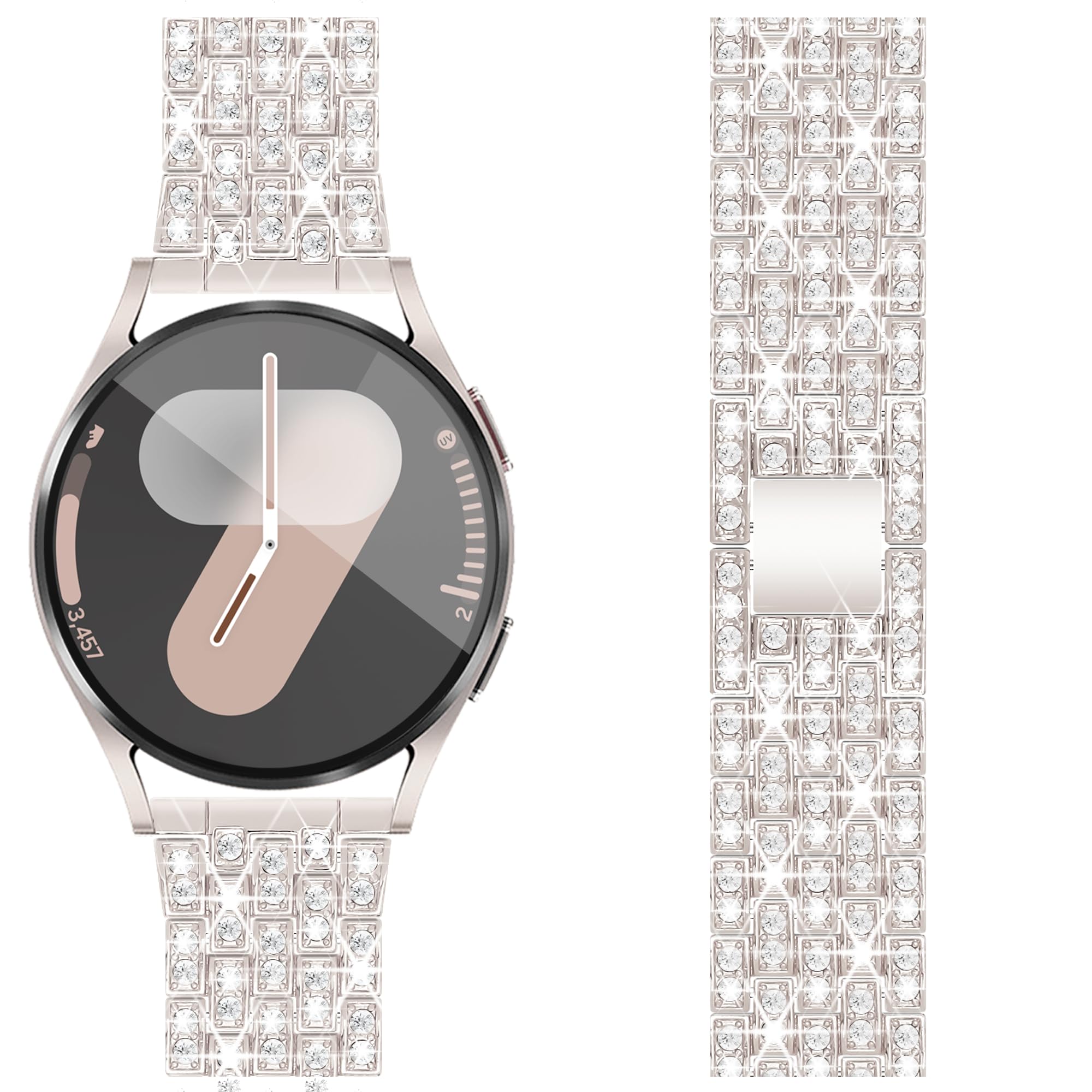 G-ficu Galaxy Watch 7 6 5 4 FE Band 20mm Diamond Bands for Samsung Galaxy Watch 7 6 5 4 FE Band 40mm 44mm, Women Bling Metal Strap for Samsung Watch