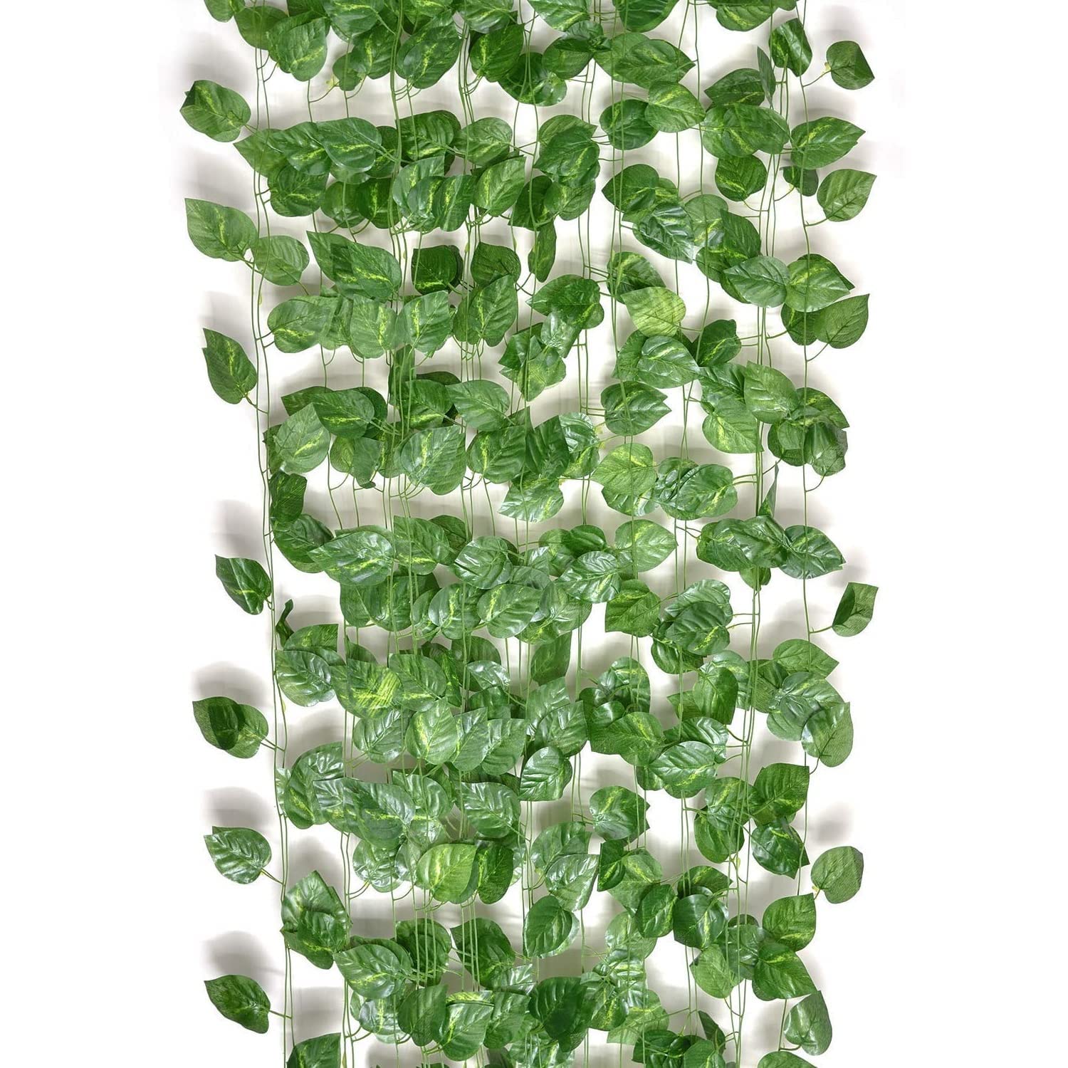 Dmitry Artificial Garlands Hanging Leaves Greenery Vine Creeper Plants for Home Decor Main Door Wall Balcony Office Decoration Party Festival Craft (8 Feet) (Set of 6) 1