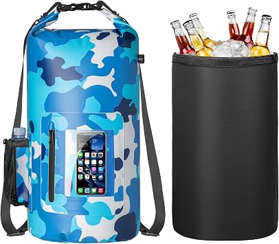 Smasrob 30L Waterproof Dry Bag with 20L Detachable Cooler, Dry Bag Cooler Backpack with Phone Pocket and Bottle Pouch, Suitable for Kayaking, Boating, Camping and Water Activities