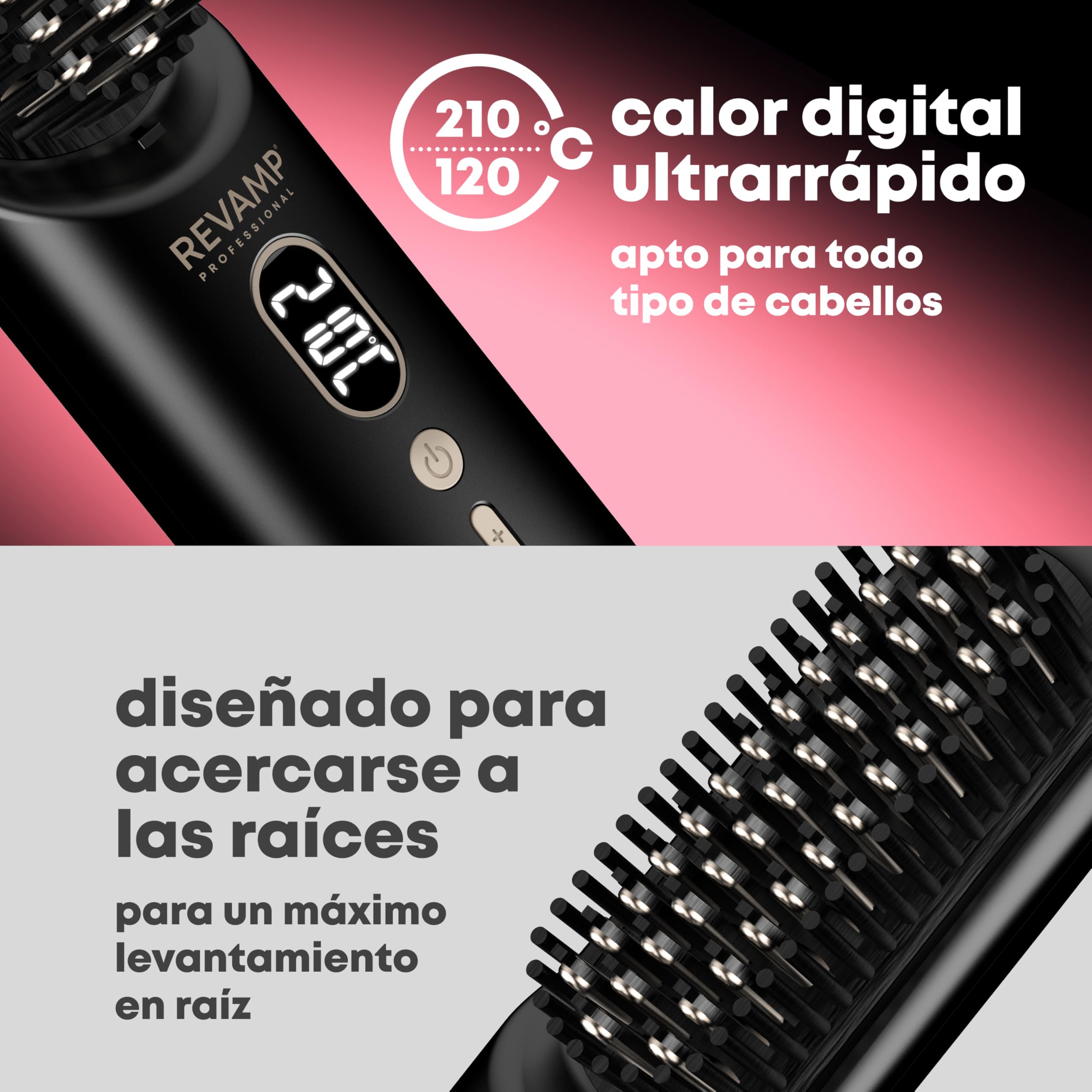 REVAMP Straight & Go Cepillo Alisador Inalámbrico - Iones, USB-C