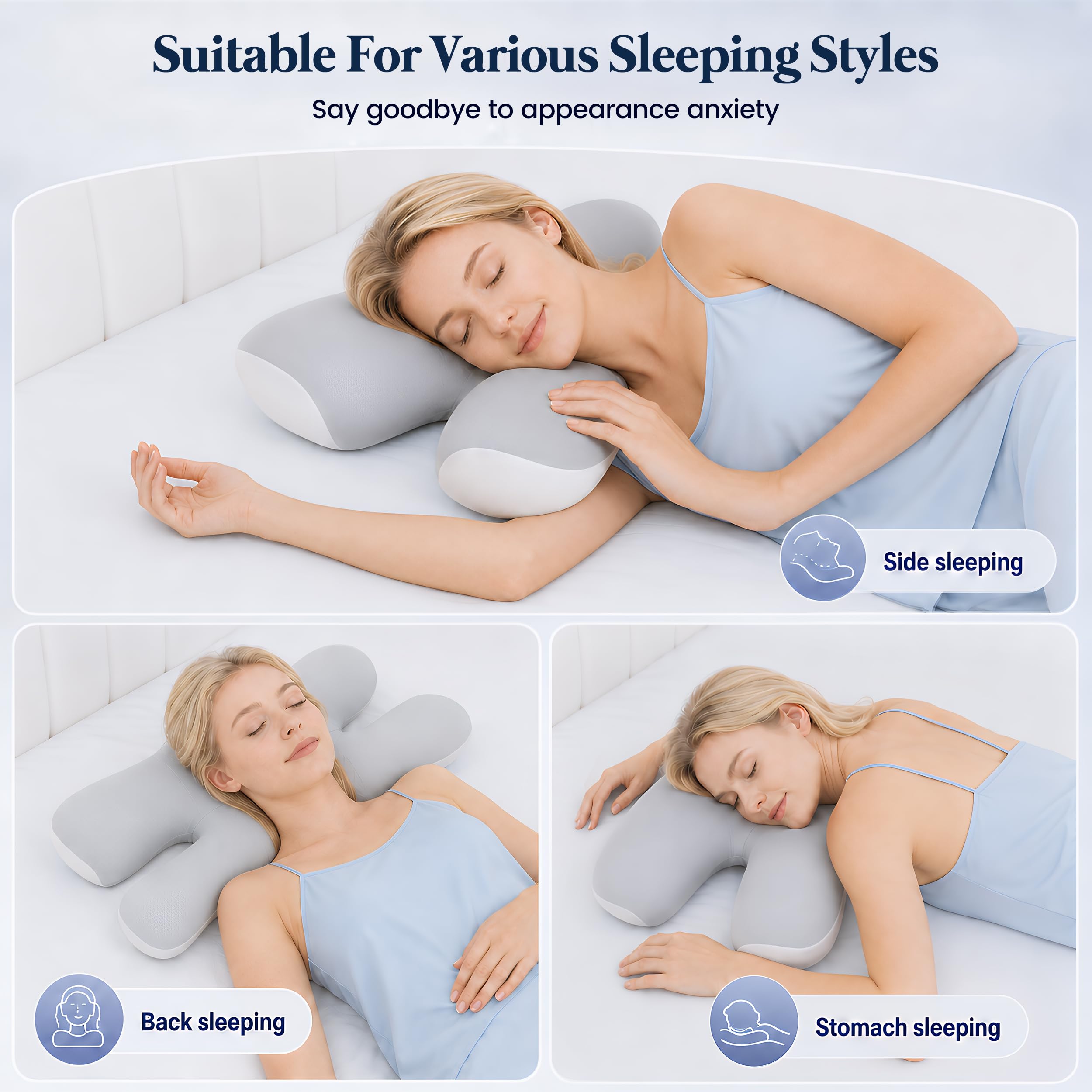 Anti Falten Kissen Schmetterlingskissen aus Memory Foam mit 6 Zonen – Nackenstützkissen Seitenschläfer mit kühlendem Bezug, atmungsaktives Anti Schnarch Kissen Gegen Schnarchen und Schlaffalten