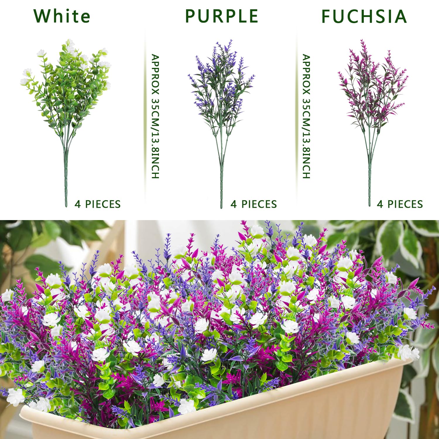 Famibay 12pcs Artificial Flowers Outdoor Plants UV Resistant Fake Plants Plastic Greenery Shrub Plants for Indoor Outside Hanging Planter Garden Window Box Home Weddeing Decor - Image 2