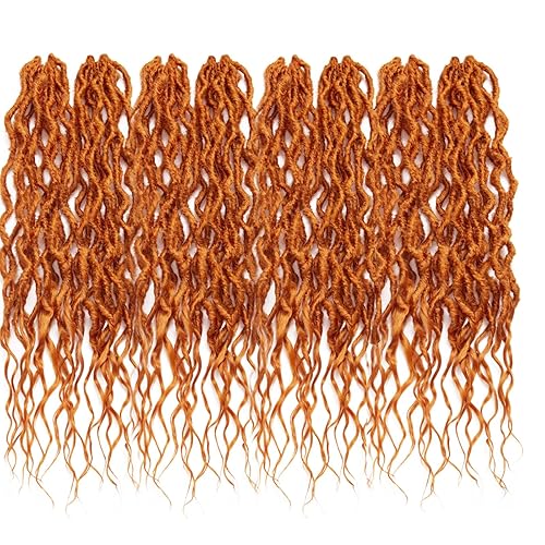 Miniatura 281 de 8 paquetes de rastas de cabello sintético de ganchillo de 18 pulgadas, rastas sintéticas bohemias con extremos rizados, cabello de ganchillo suave