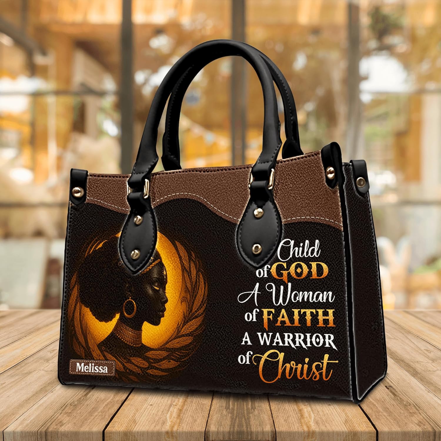 Personalized Leather Handbag for Black Women, Custom African Purse Bag Set, Birthday Christmas Gifts for Mom - Image 8