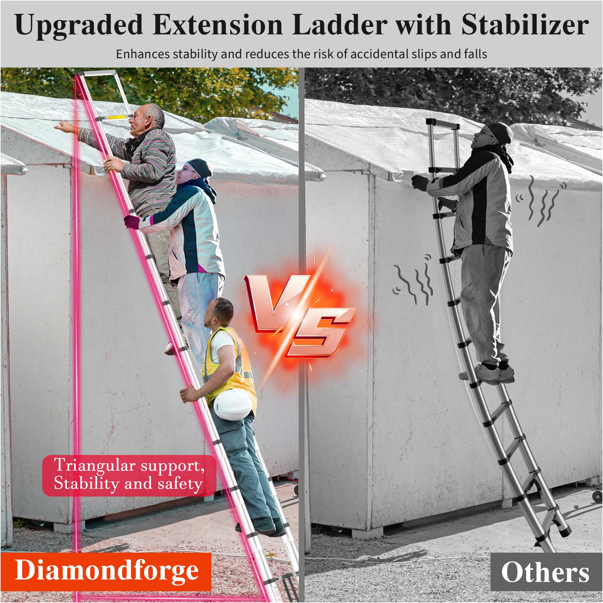 Snapklik.com : Adjustable Retractable Telescoping Ladder Extension ...