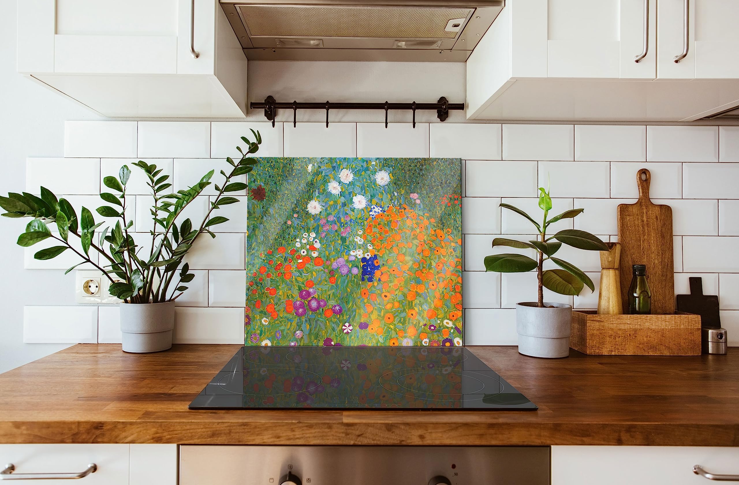 Gustav Klimt - Plaque de protection pour cuisinière et protection anti-éclaboussures en verre véritable - Pour plaques de cuisson - 60 x 52 cm