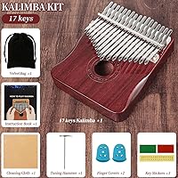 Vista 4 de Kalimba Thumb Piano 17 Keys Finger piano (Wine red)
