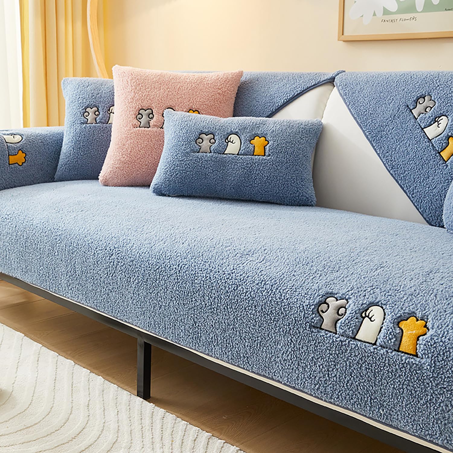 Housse de canapé sectionnelle en polaire sherpa moelleuse premium