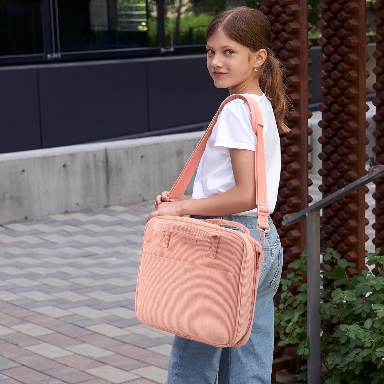 sturdy 3-ring zipper binder with shoulder strap for school – beautiful 2-inch zip-up binder with extra pockets holds 500 sheets, books & laptop – easy-to-carry trapper keeper made of premium fabric pink