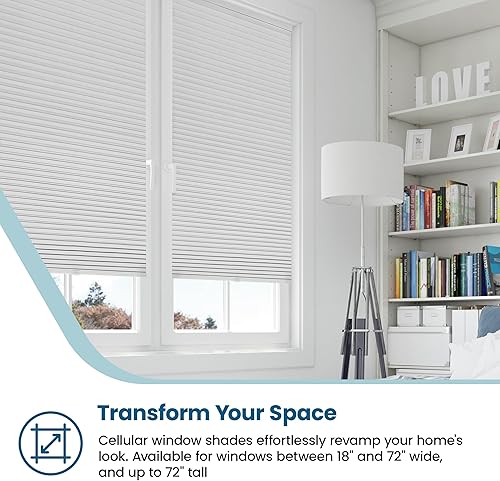 Miniatura 3 de BlindsAvenue Persiana celular inalámbrica de panal de abeja, celda única de 916", apagón, blanco, tamaño 20" de ancho x 48" de alto