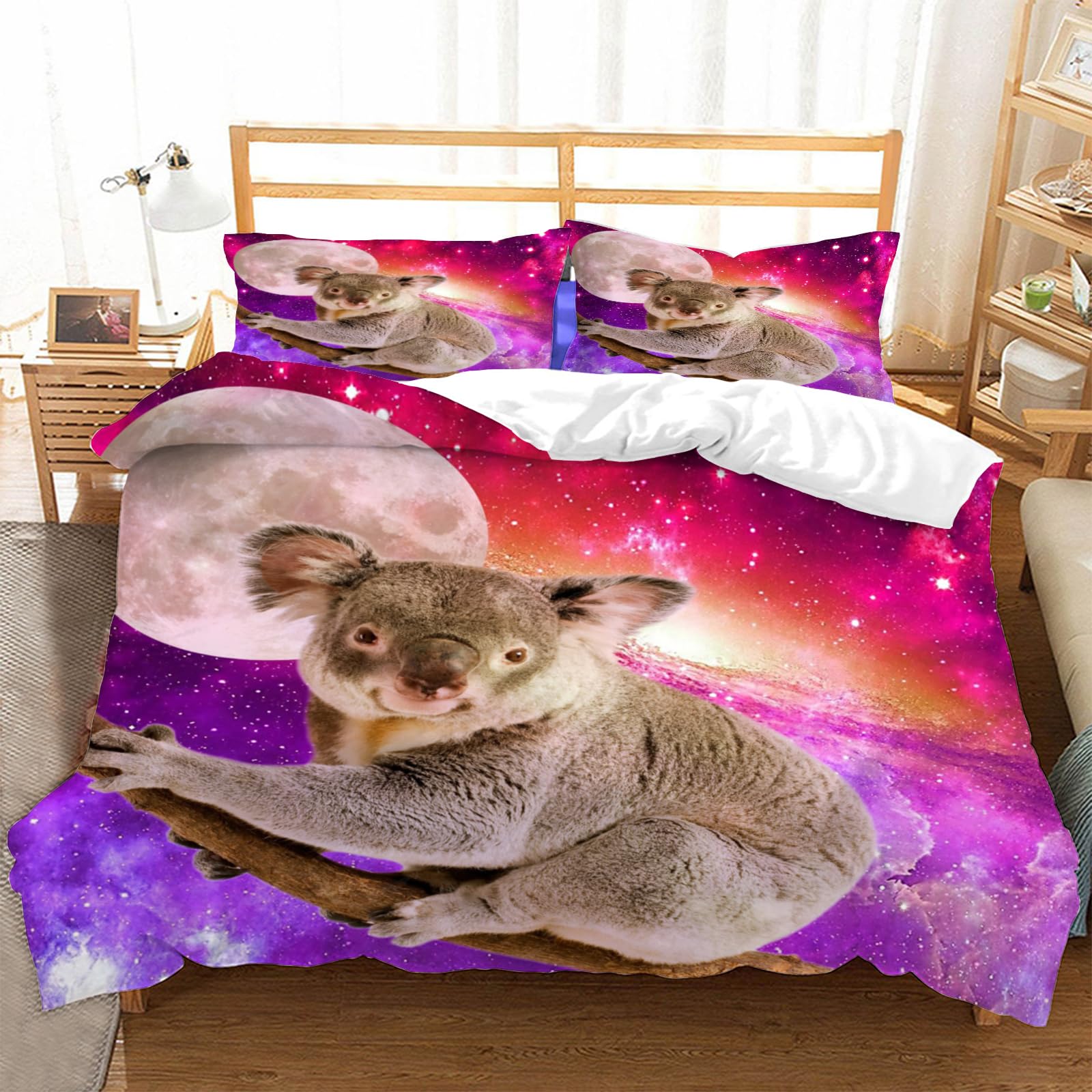 Housse de couette 240 x 260 koala parure de lit microfine ciel étoilé 2 places