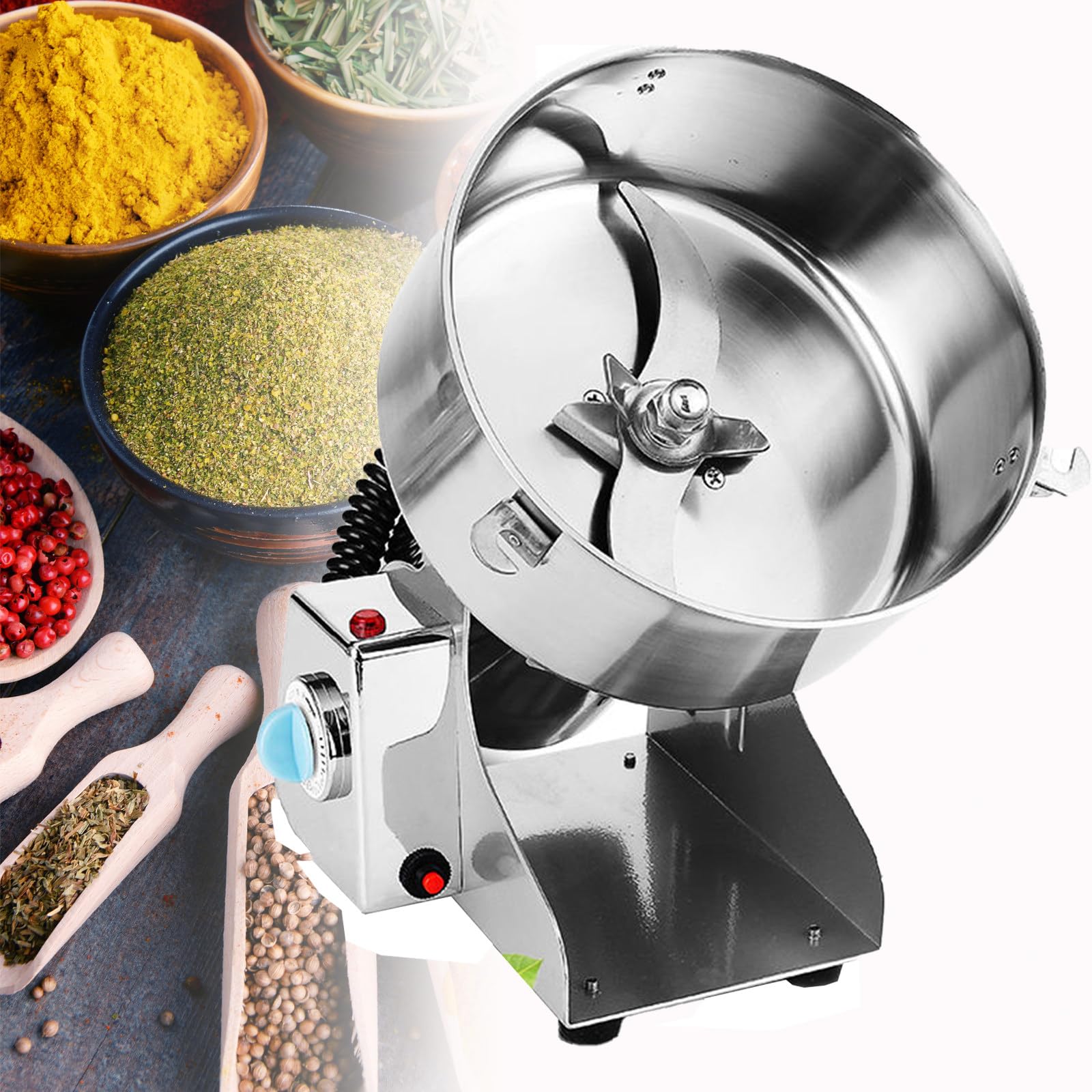 Mulino per Cereali Smerigliatrice Spezie Zenzero Riso Farina Macchina Macinacaffè Manuale Facile da Pulire con Lame spezie Erbe Verdure secche Frutta Mix,2500g