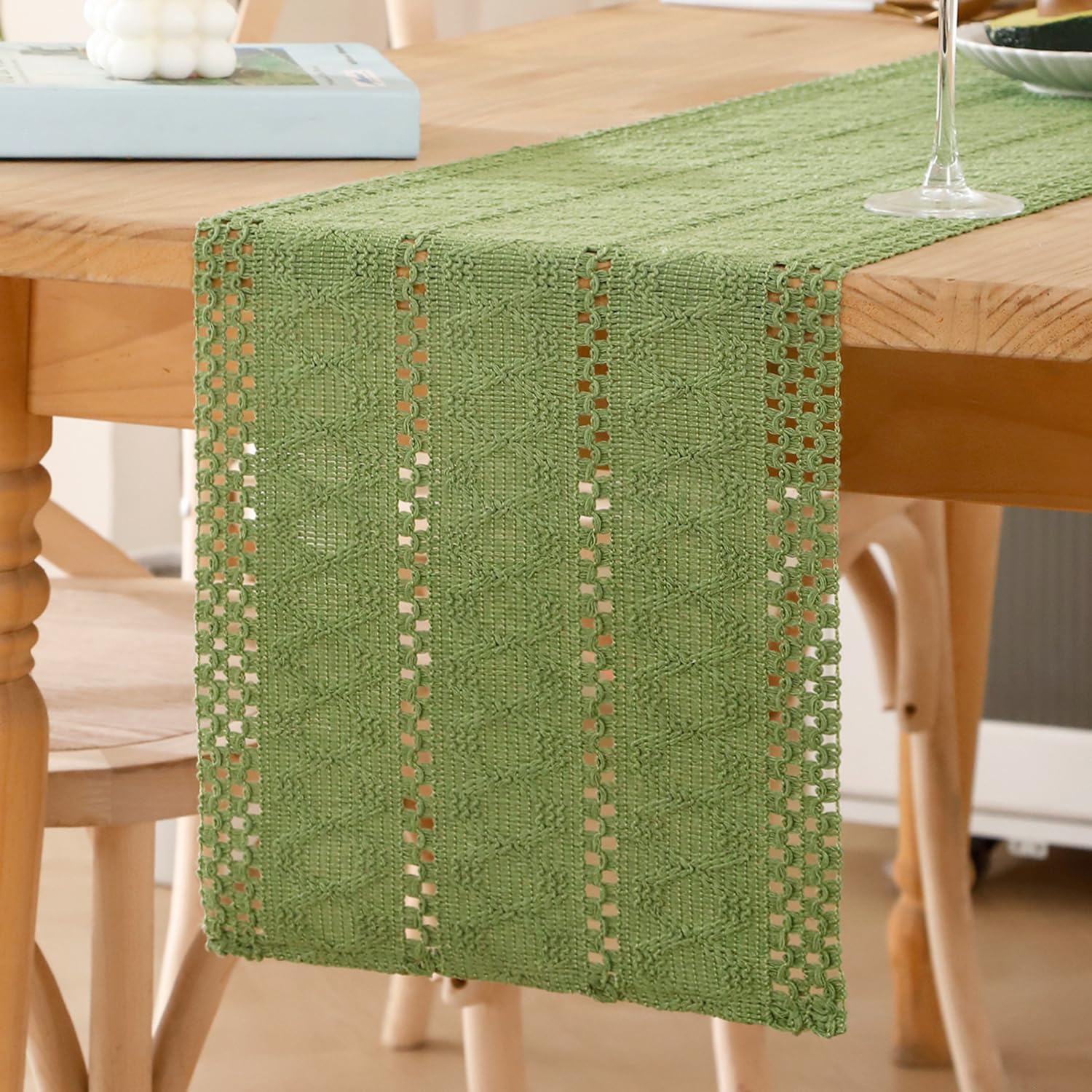 Runner Da Tavolo ANATTASOUL, Stile Geometrico E Boho, 33x183 Cm, Lavabile In Lavatrice, Decorazione Estiva E Primaverile