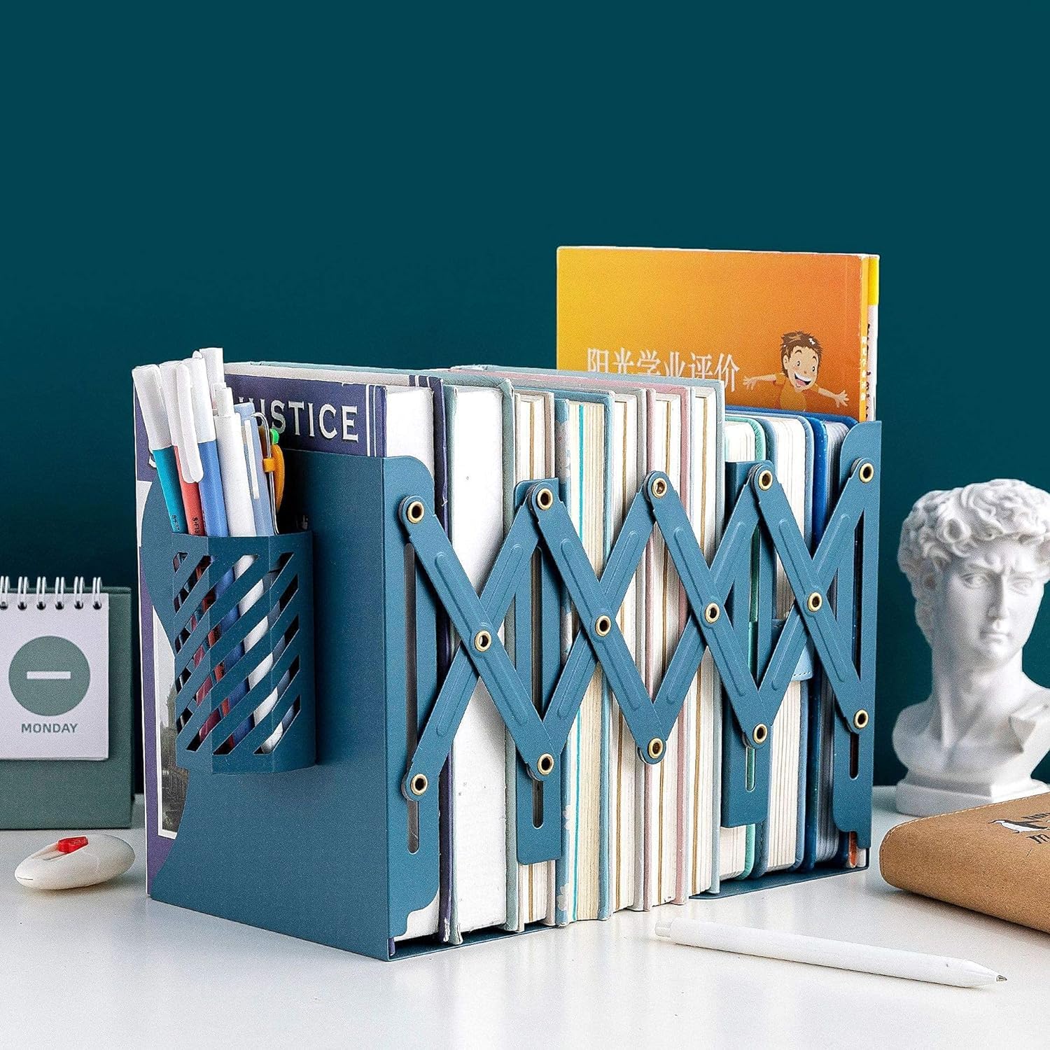 Uitbreidbare metalen boekensteunen, MSDADA verstelbare boekuiteinden, zware boekenhouder, desktop-boekenstandaard, antislip bureauorganizer voor kinderen, studenten, thuiskantoor, school, boekenplank