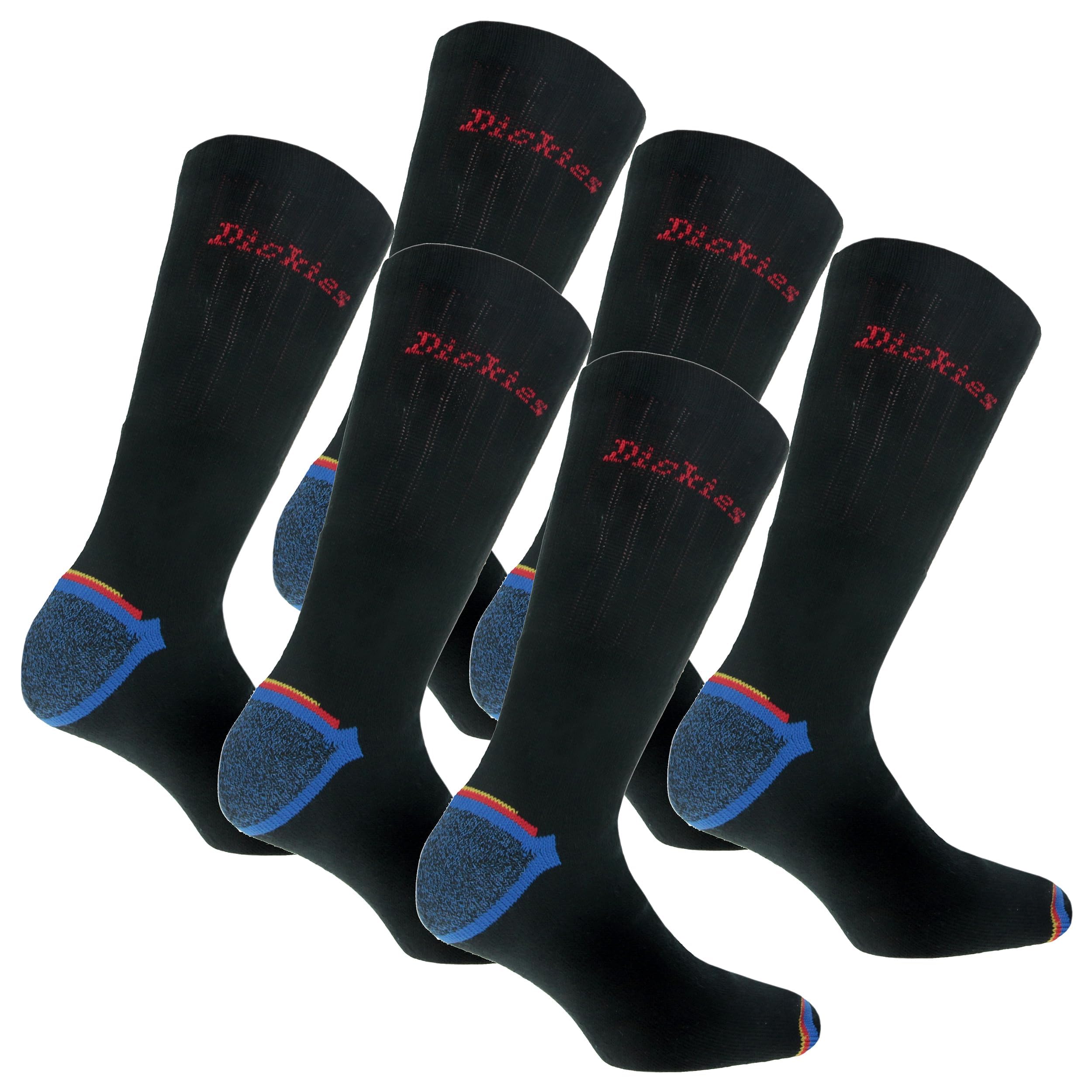Dickies Men's 6 Pairs Black Dickies® Strong Work Socks Work Socks Business Socks Stockings Size 41-50, 39-42