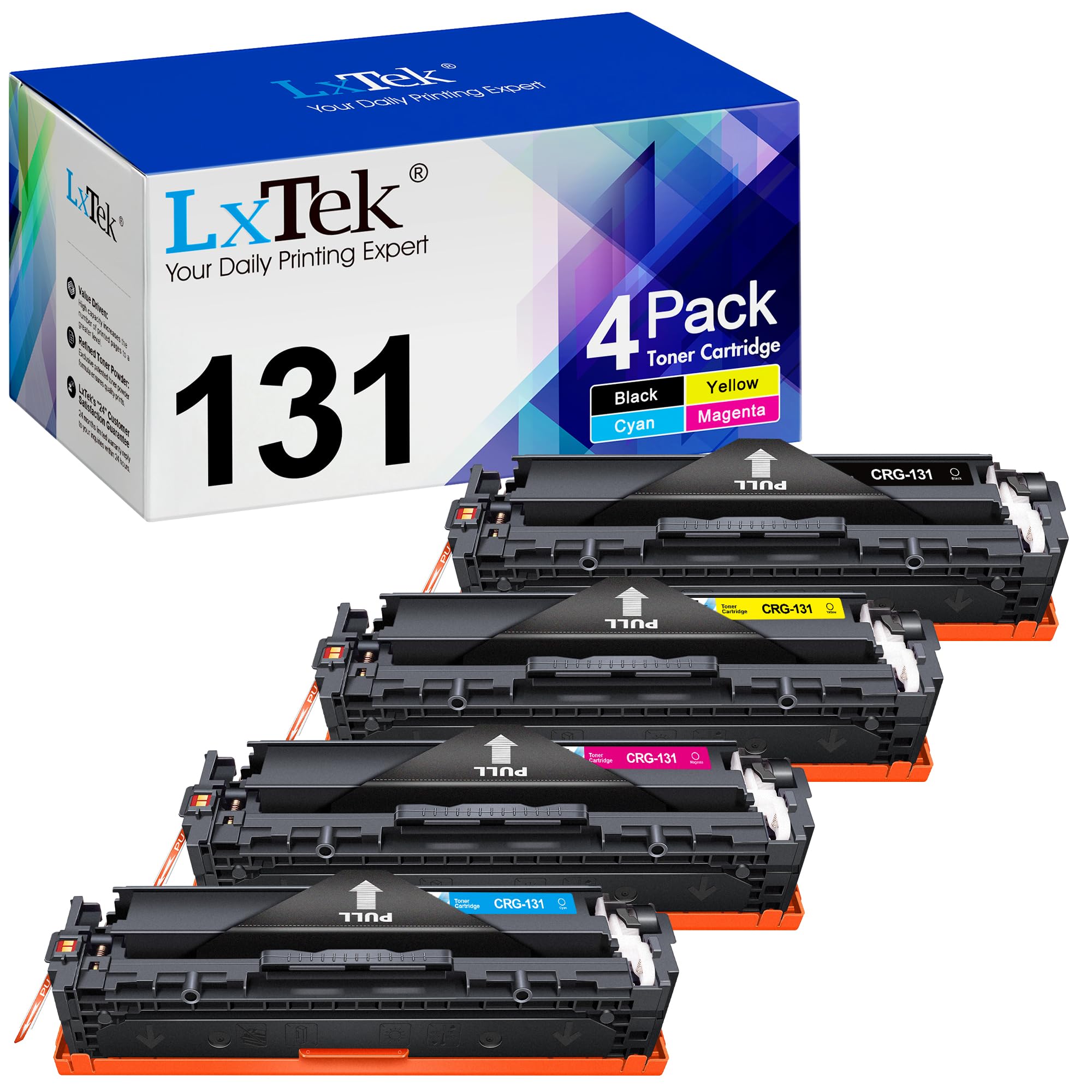 LxTek Compatible Toner Cartridges Replacement for Canon 131 131H to Compatible with ImageClass MF8280Cw MF624Cw MF628Cw LBP7110Cw Printer Tray (Black, Cyan, Magenta, Yellow, 4 Pack)