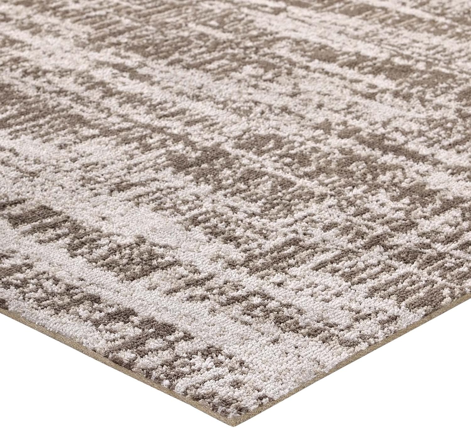 Modway Darja Distressed Rustic Modern 8x10 Area Rug In Light and Dark Tan