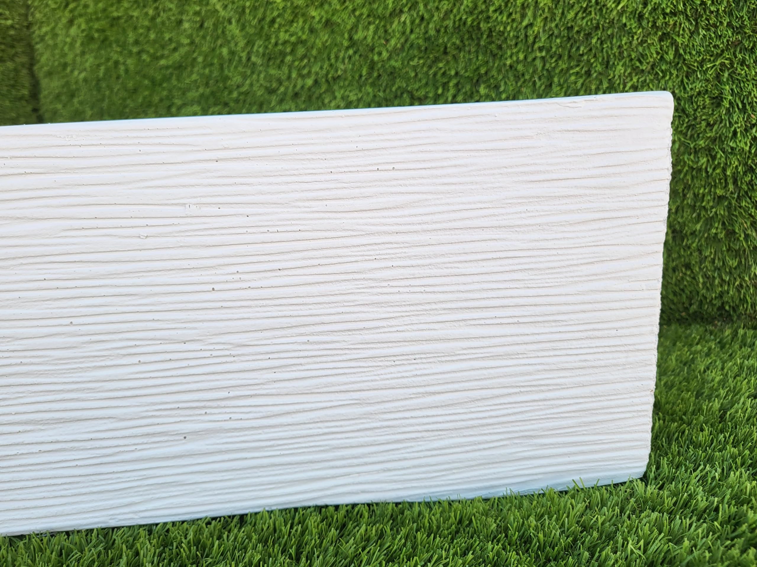 AnaParra Jardinera Rectangular Moderna en hormigón aligerado para Exterior Rectangular Pacífico 80X17X19cm. Natural Blanco