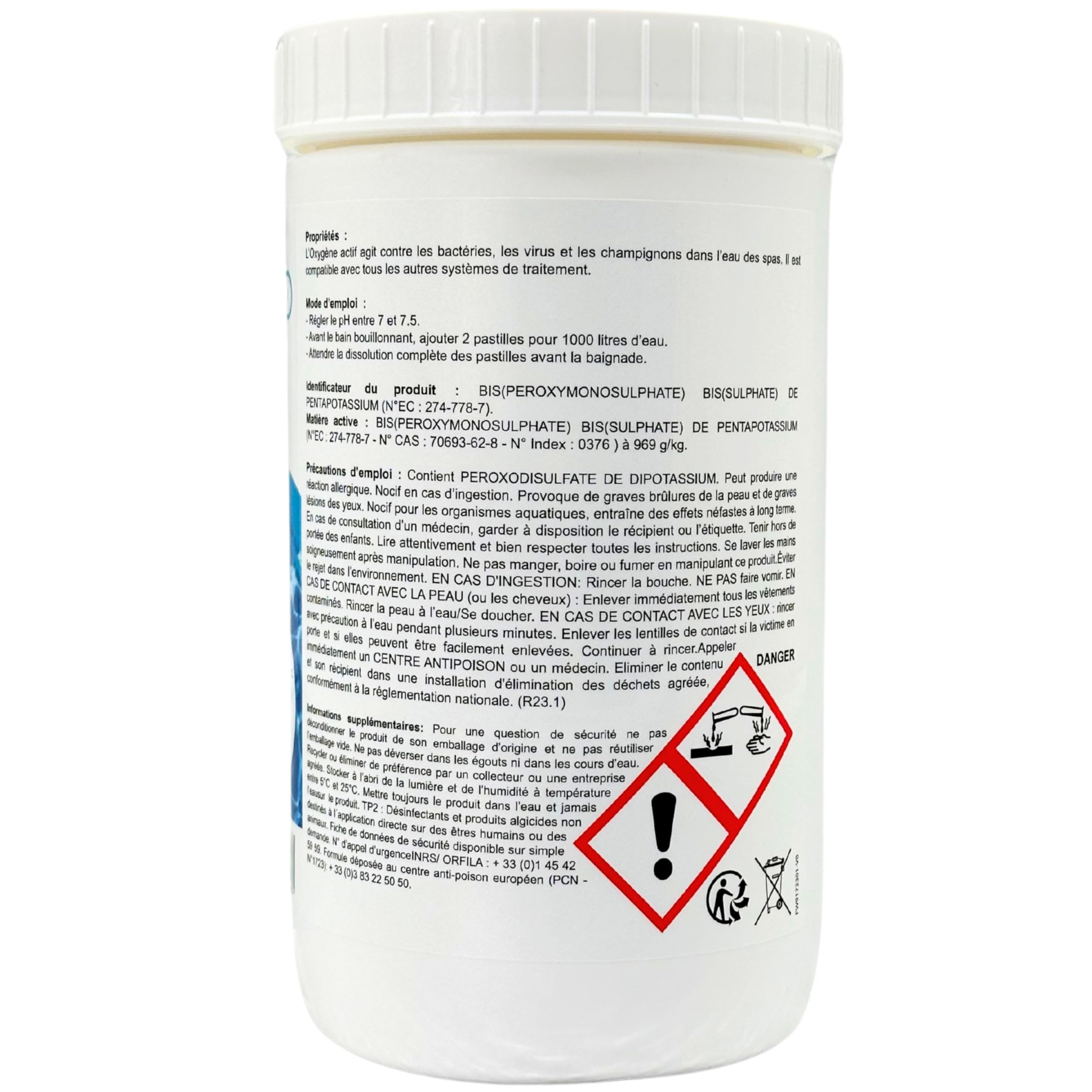 Oxygène Actif Pastilles 20g - 1KG | Désinfectant Eau Spa & Piscine sans Chlore | Traitement Choc & Entretien Longue Durée de l’Eau | Purification & Désinfection Efficaces pour Jacuzzi, Spa et Bassin