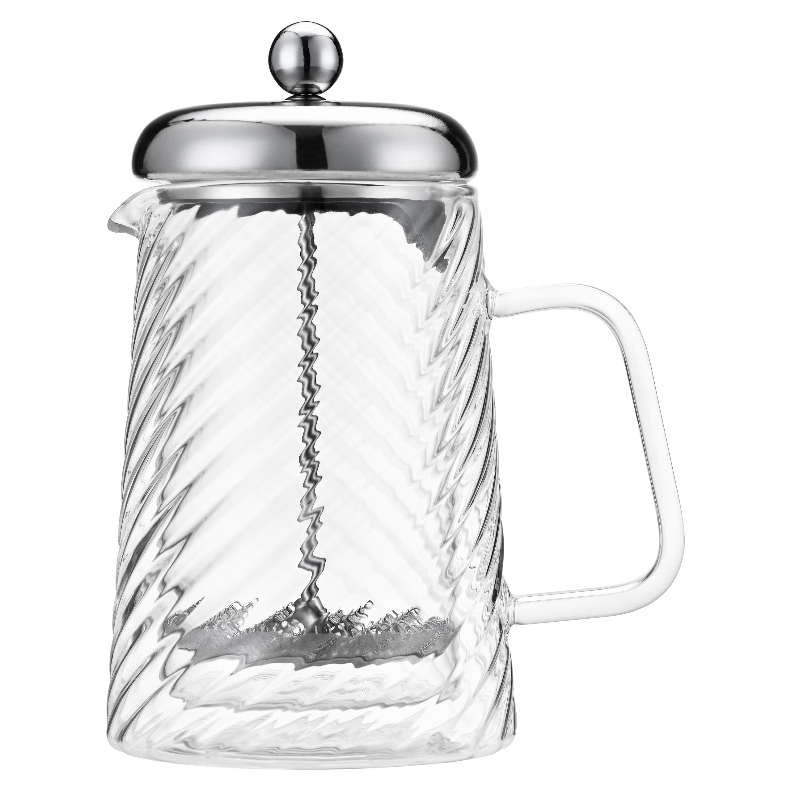 Café Olé Rotolo 6 Cup Cafetière, Double Wall Insulated, Glass and Stainless Steel