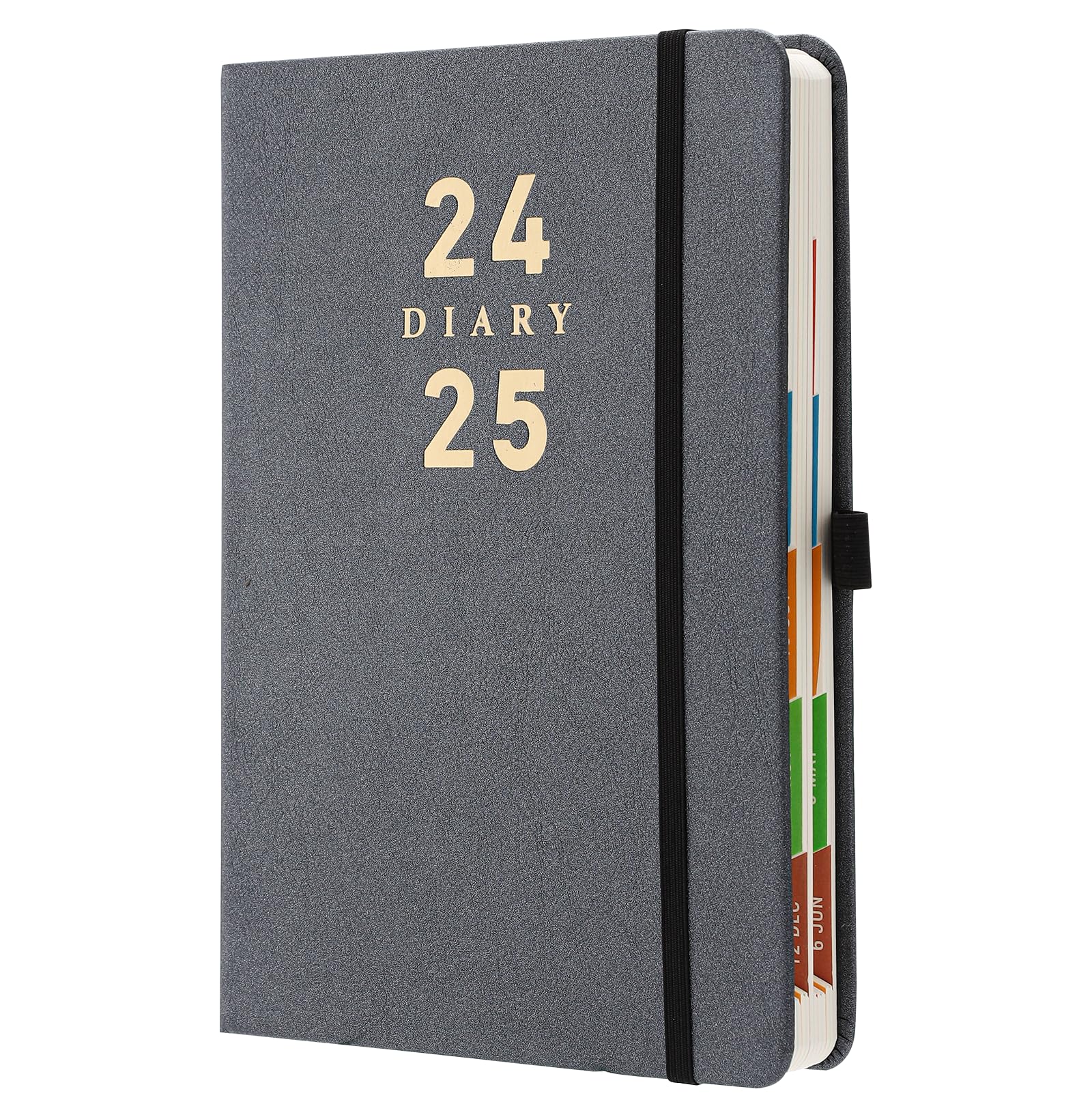 2024 Diary Planner A5,Daily Organizer Planner 2024 Page A DAY,Hardcover,Pen Holder, (Black 7 2024-6 2025, A5)