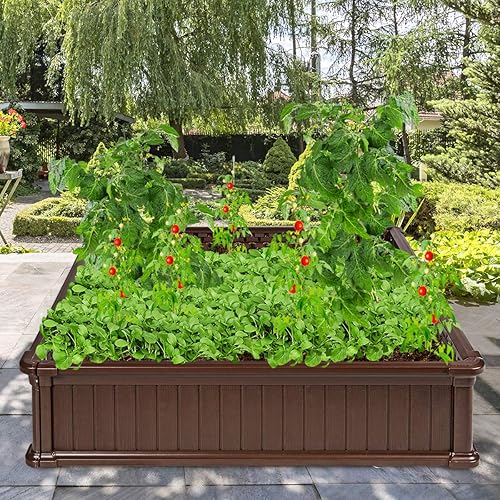 Miniatura 2 de Giantex Cama de jardín elevada, maceta para verduras de flores, caja de plantas al aire libre, patio trasero, fácil montaje (48.5 pulgadas de largo