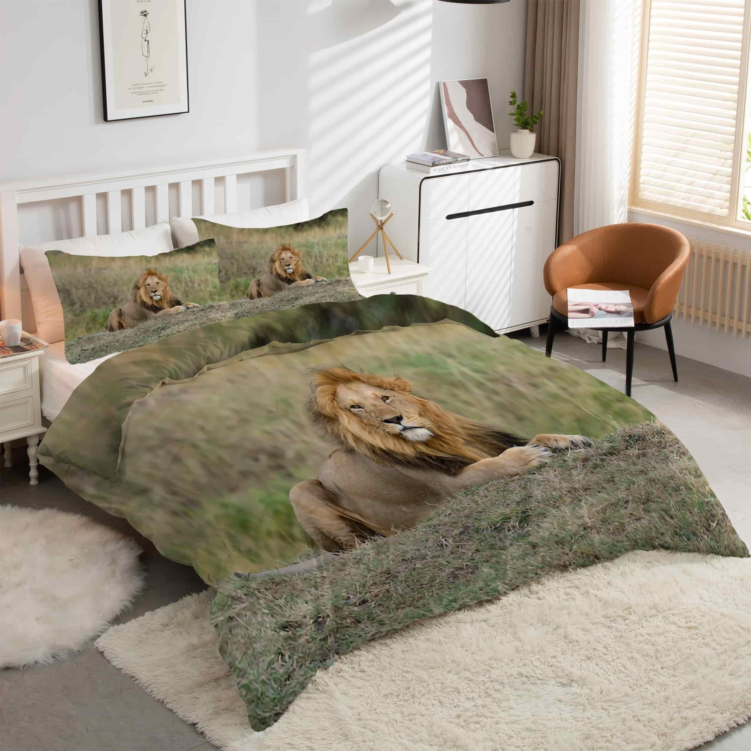 Housse de couette 160x200 lions pour créer une ambiance safari dans votre chambre