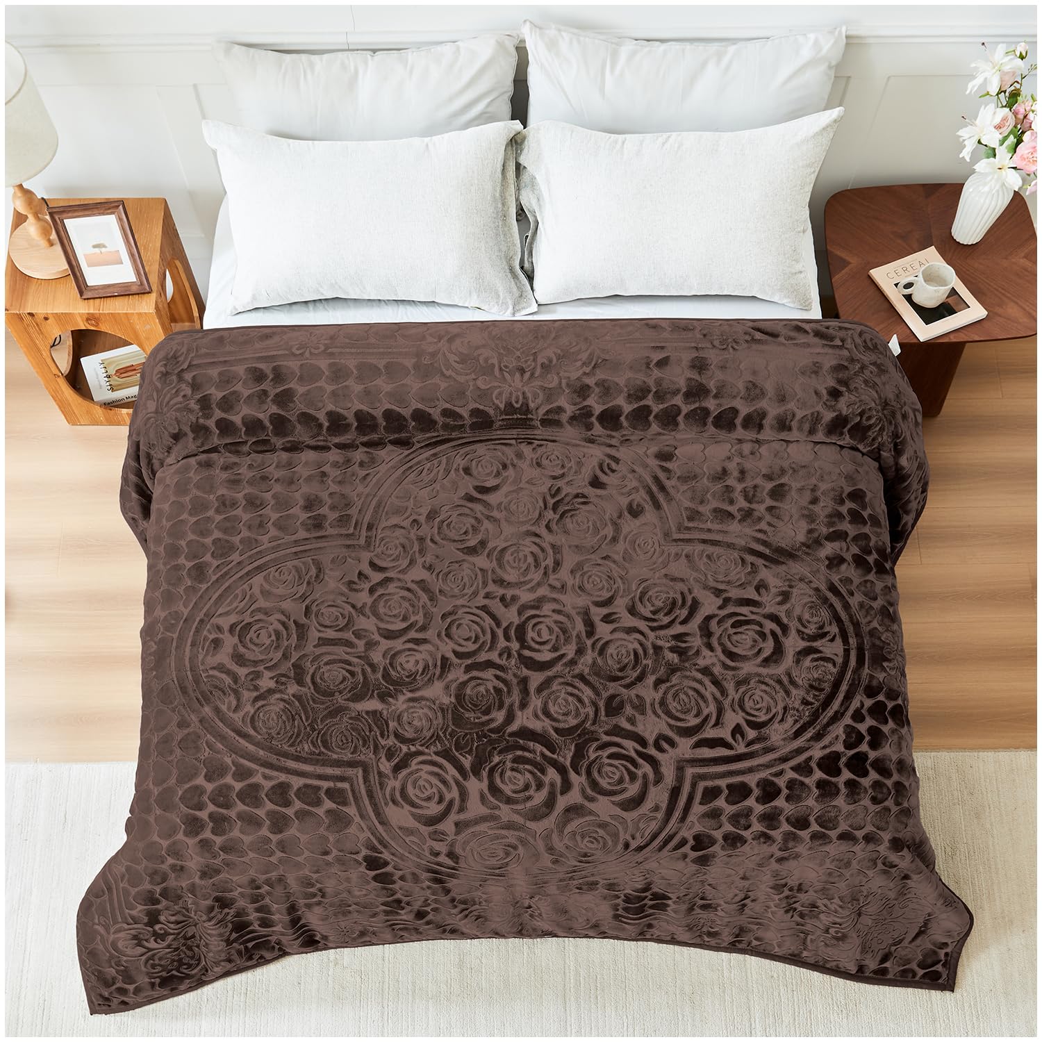 GC GAVENO CAVAILIA Blossom Heavy Blanket 2 Ply Sherpa Fleece Bed Throw 4kg