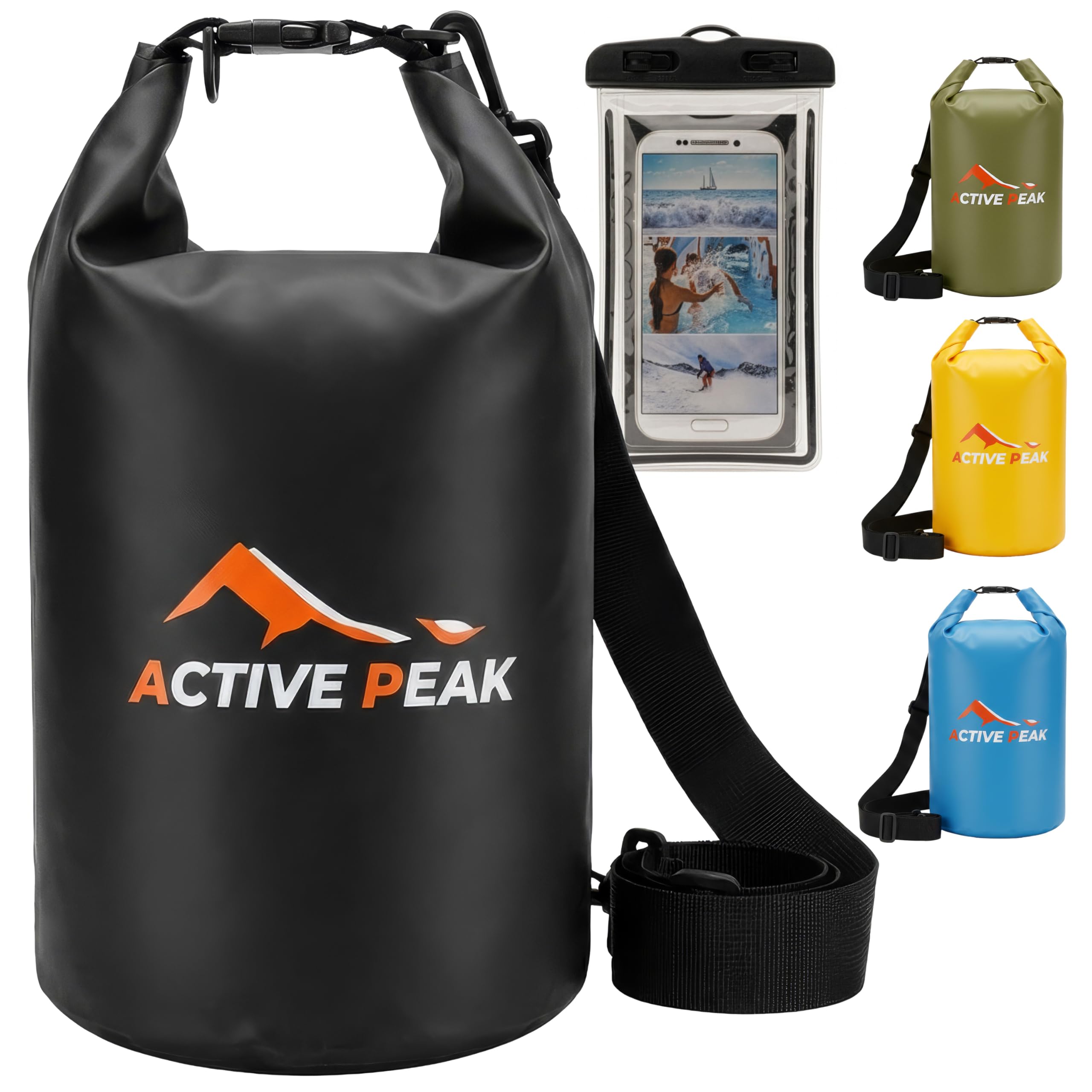 Sac Étanche Dry-Bag Roll-Top Ultra-Résistant 2L/5L/10L/20L avec Bandoulière et Housse Téléphone
