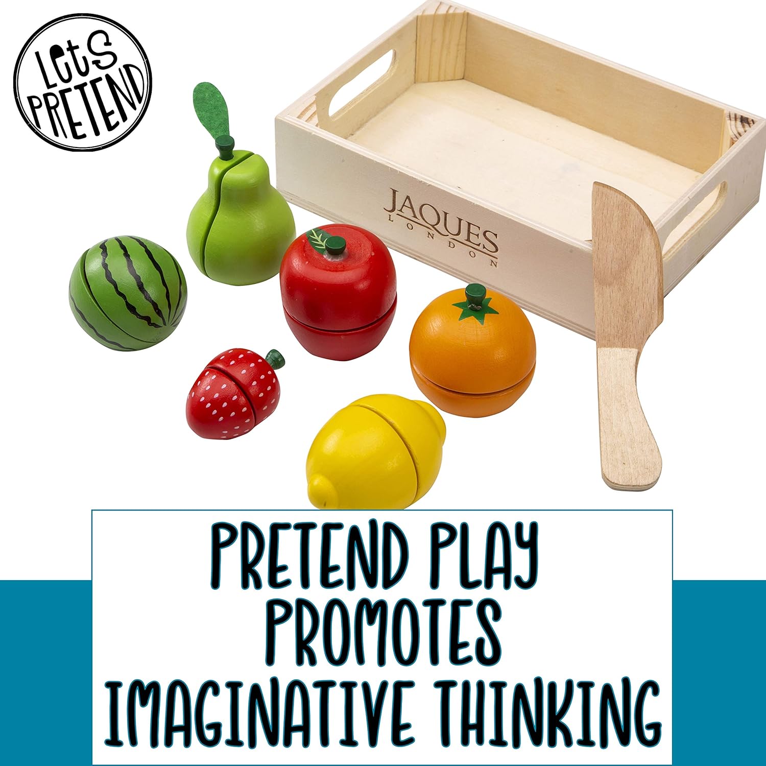 Kidzlane Wooden Vegan Toys With Wooden Crate 20 Piece Wood Play Food
