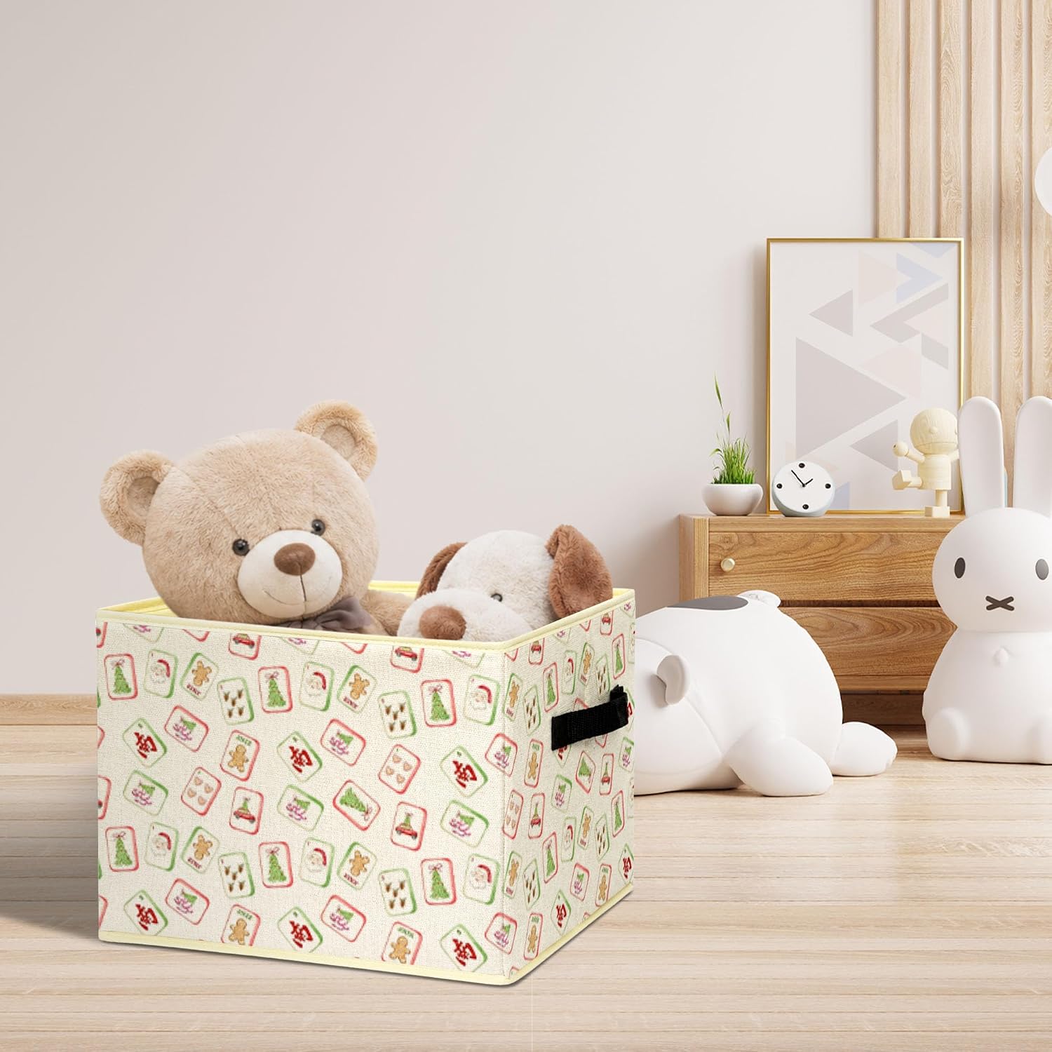 Christmas Mahjong Chinoiserie Foldable Storage Bins Box with Handles image 2