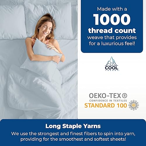 Miniatura 2 de Comfort Lab Juego de sábanas de lujo de 4 piezas, sábanas refrescantes sin arrugas, sábanas de hotel de 1000 hilos, sábanas ricas de algodón, sábana