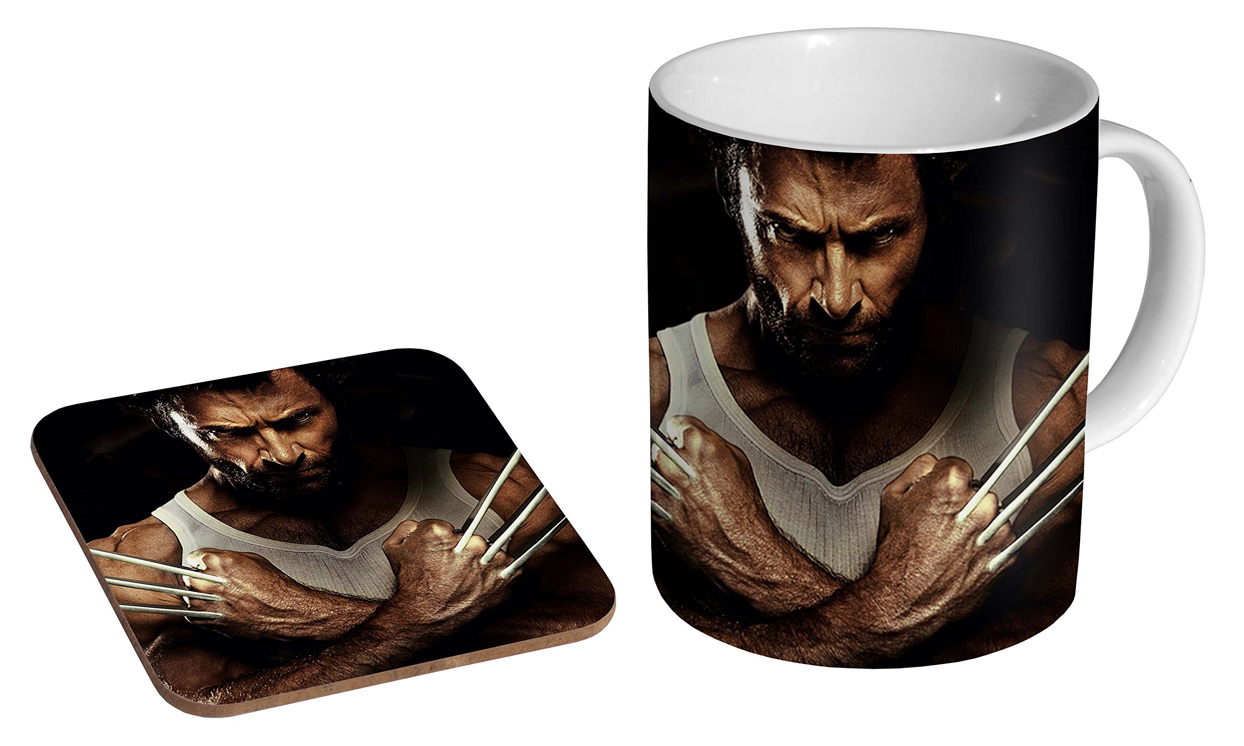 Mugmart White Hugh Jackman Wolverine Ceramic Coffee Mug + Coaster Gift Set …