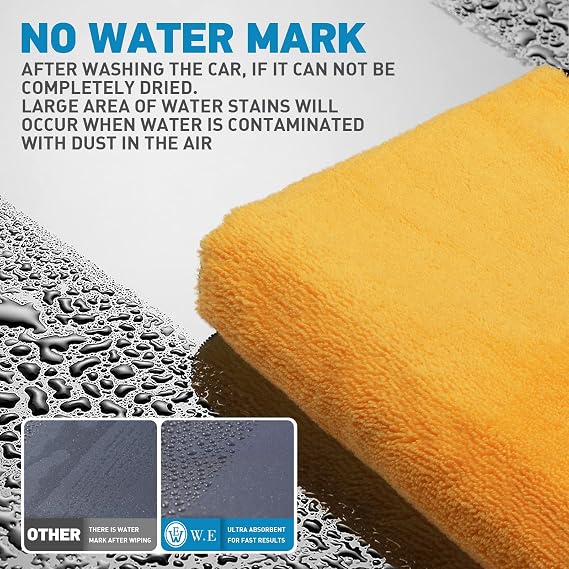 Microfiber Towels for Cars - 6 Pack (23.6 x 15.7) 450-GSM, High & Short Pile Micro Fiber Cleaning Cloth for Car Washing Drying & Auto Detailing, Strong Water Absorption Lint Free & Non-Streak